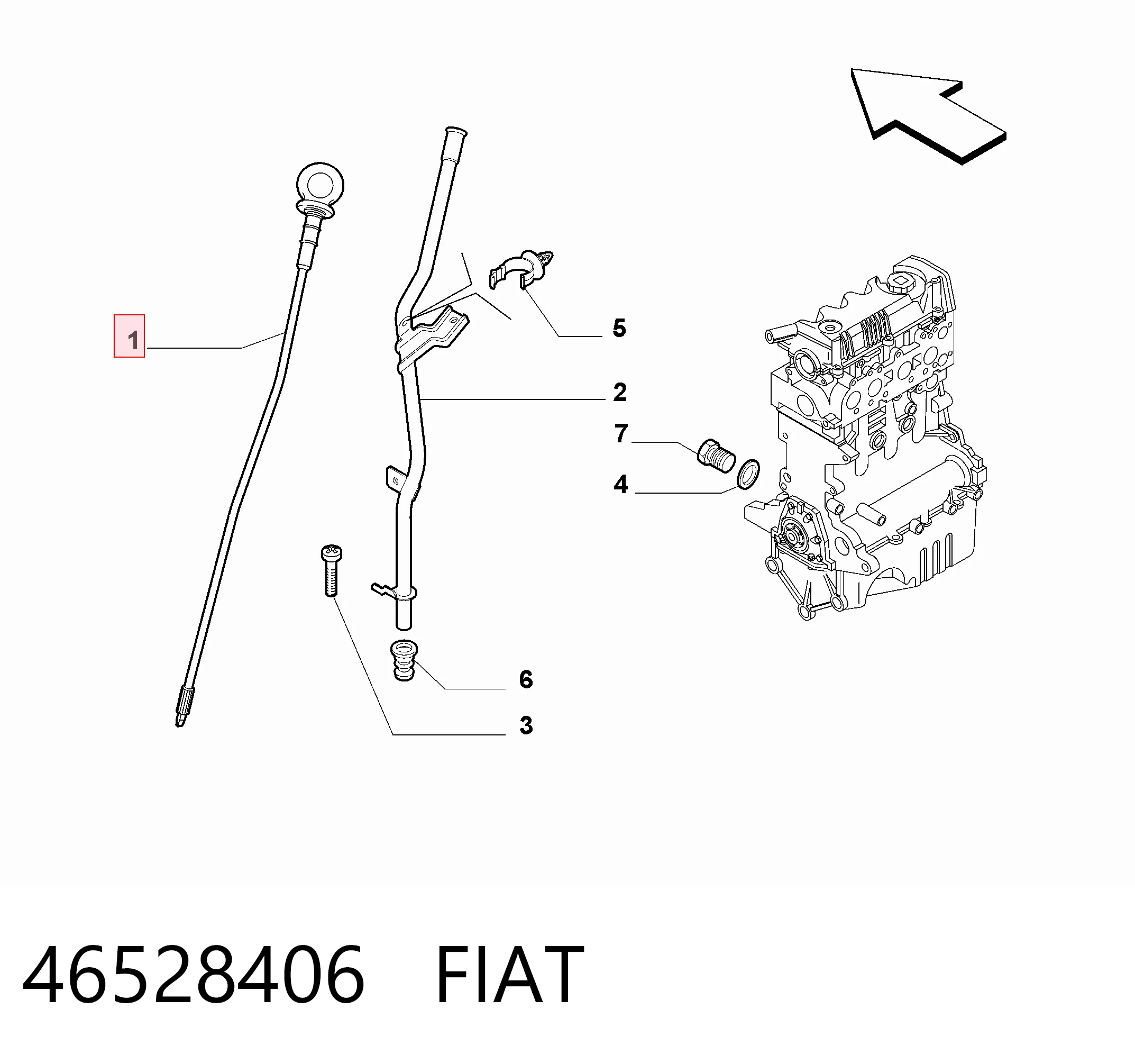 Sonda (indicador) do nível de óleo no motor Metalcaucho 5506