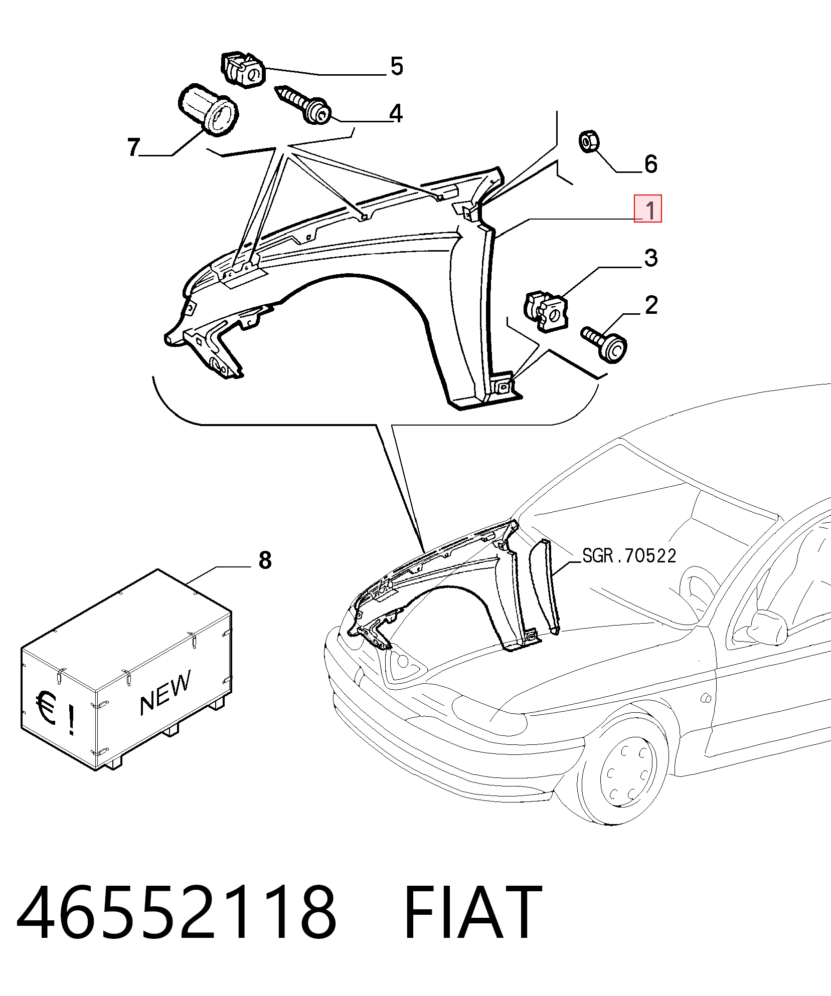 Pára-lama dianteiro direito para Alfa Romeo 146  930