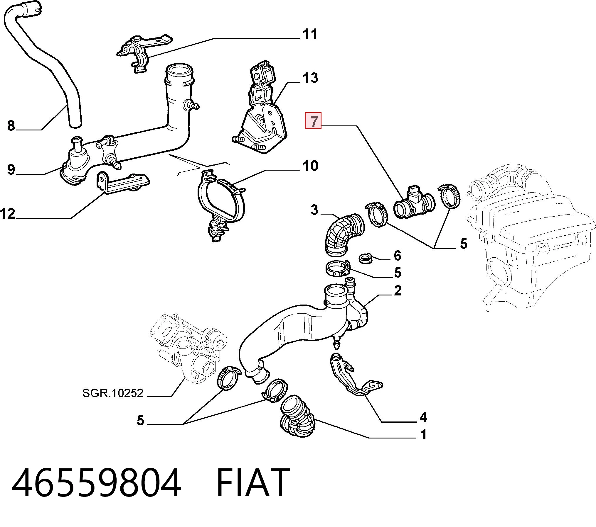 46559804 Fiat/Alfa/Lancia Sensor de fluxo (consumo) de ar, medidor de consumo M.A.F. - (Mass Airflow)