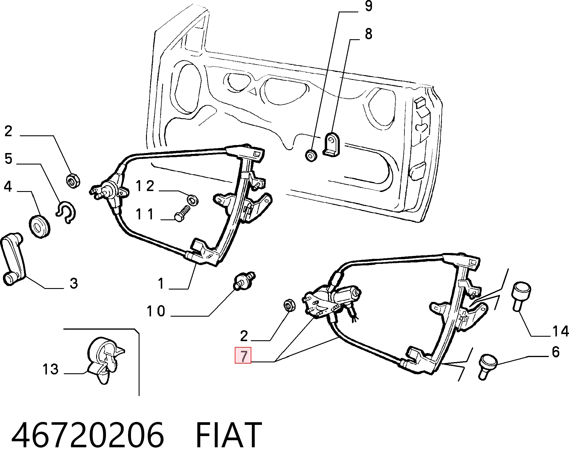 Compre Mecanismo de acionamento de vidro da porta dianteira direita Fiat Punto 