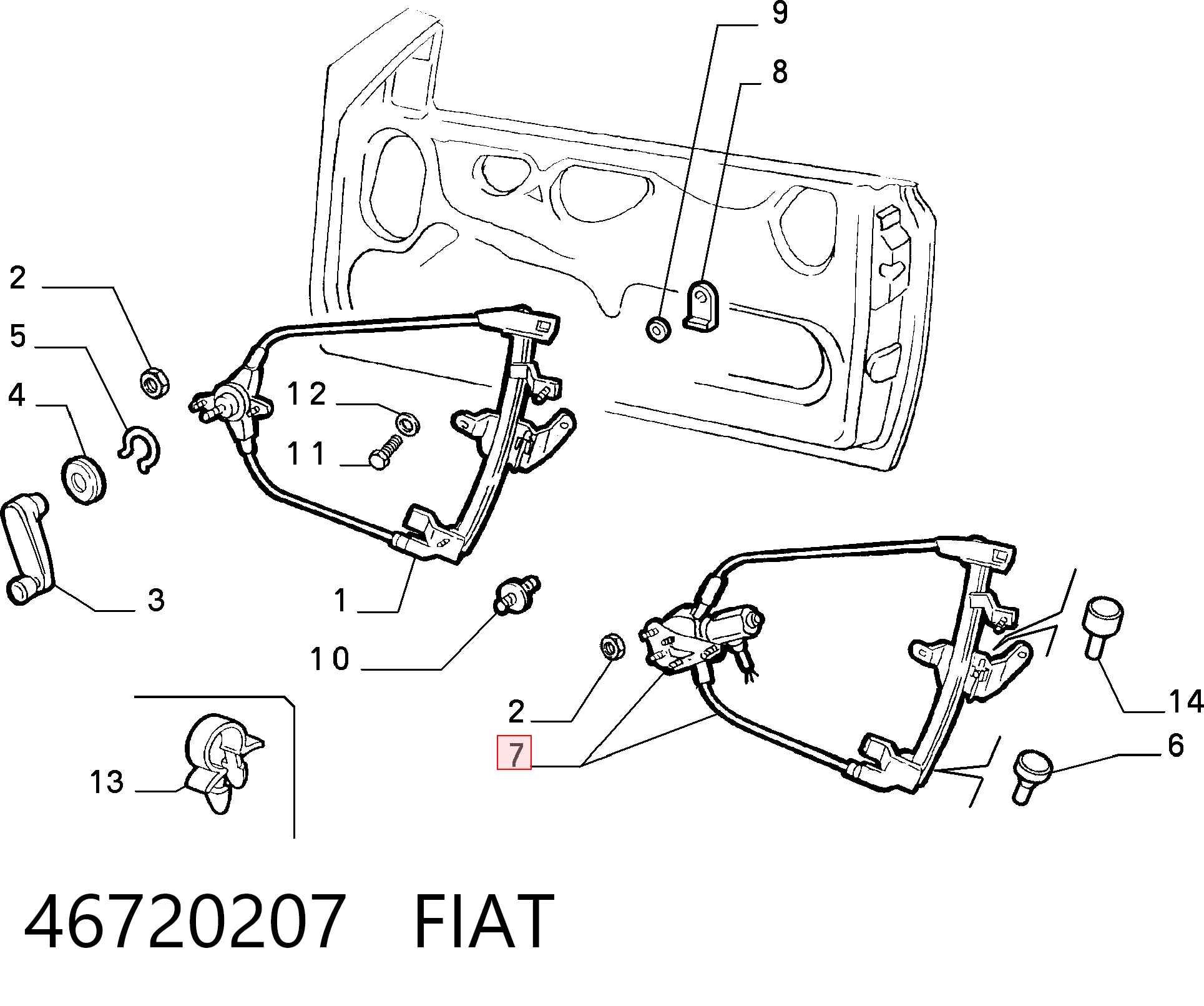 Mecanismo de acionamento de vidro da porta dianteira esquerda para Fiat Punto  176C