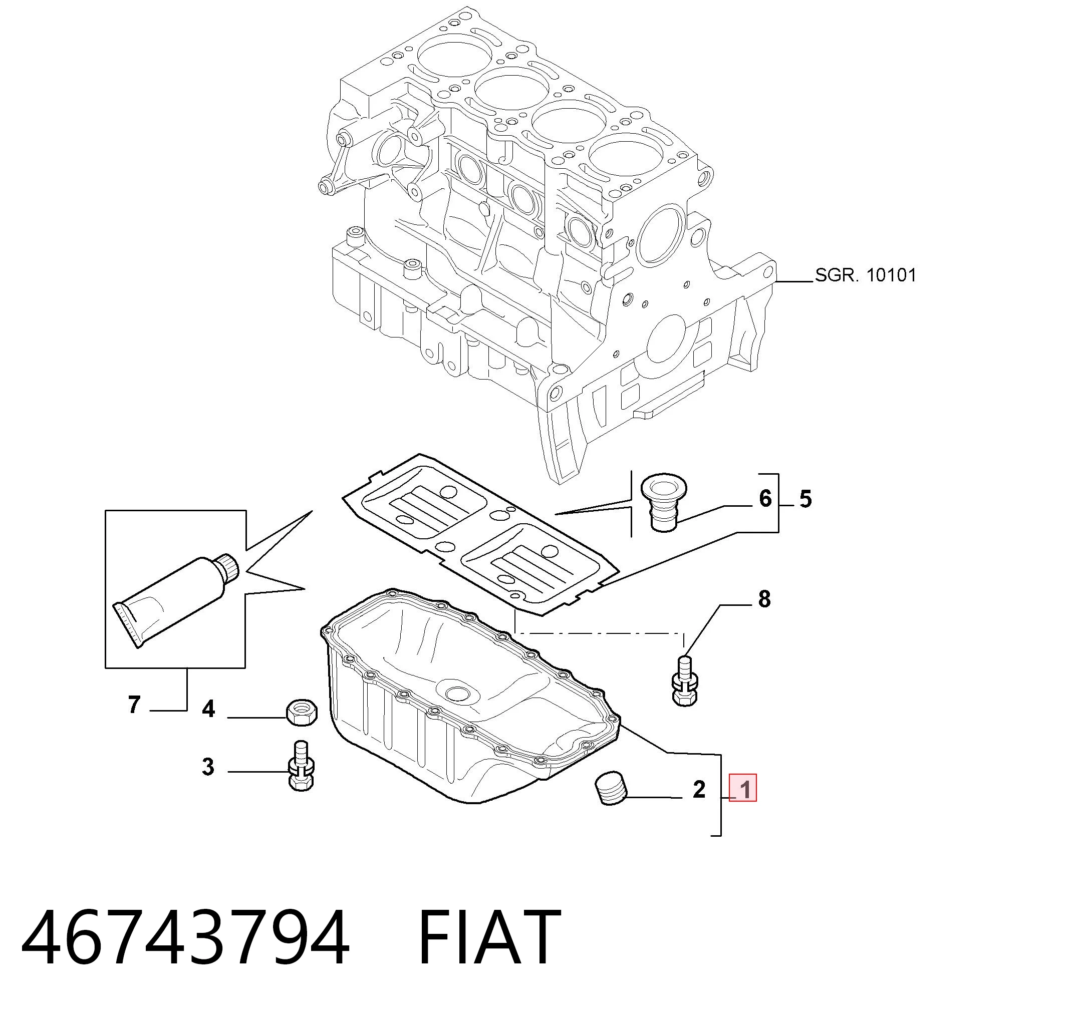 46743794 Fiat/Alfa/Lancia Panela de óleo de cárter do motor