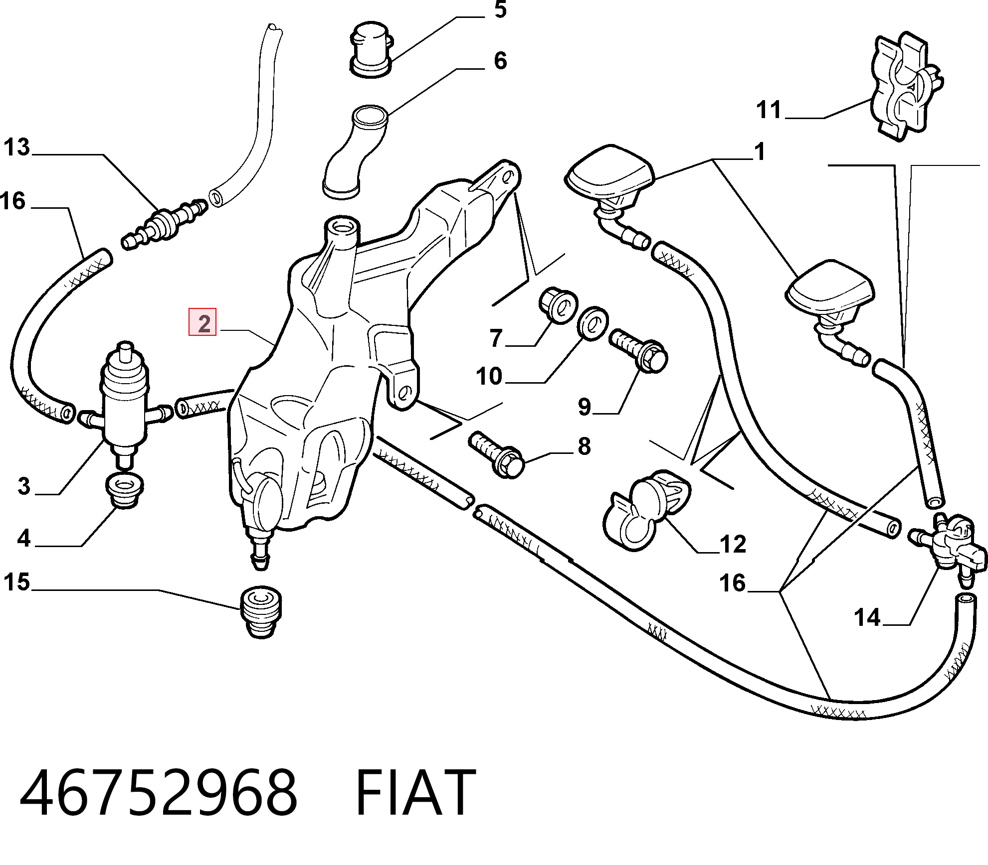 Tanque de fluido para lavador de vidro Fiat Doblo I 119