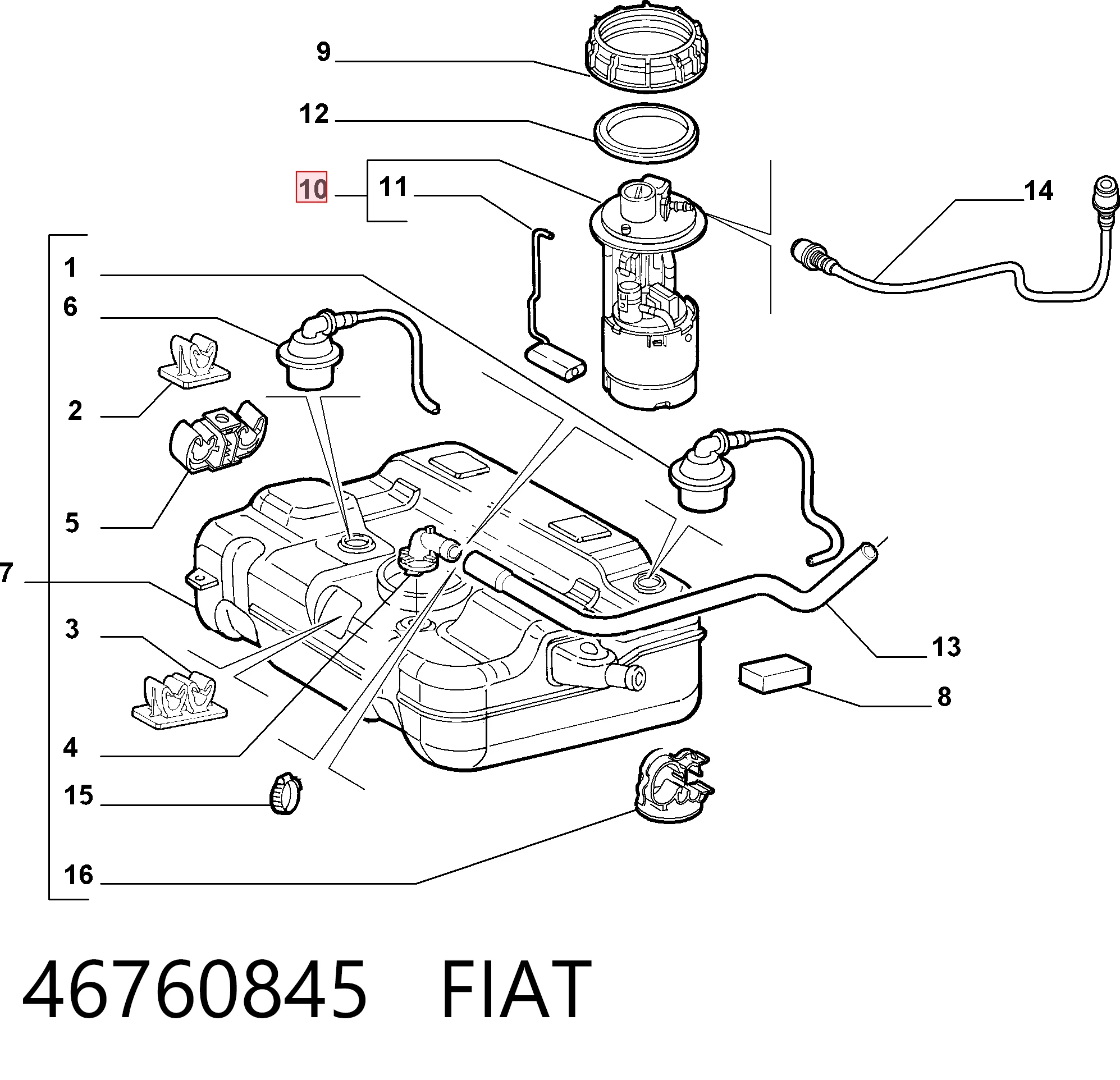 46760845 Fiat/Alfa/Lancia Módulo de bomba de combustível com sensor do nível de combustível