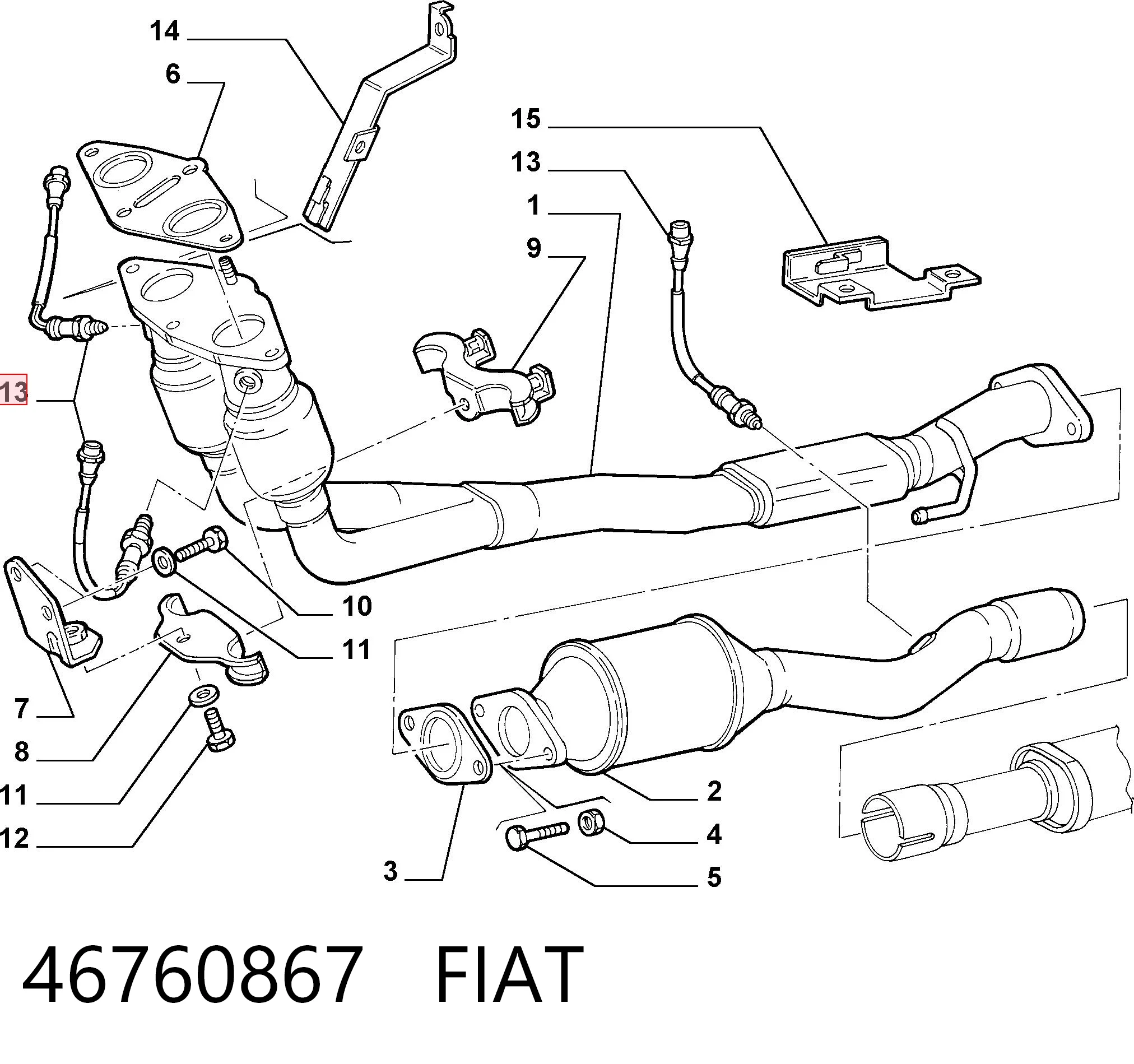 46760867 Fiat/Alfa/Lancia Sonda lambda, sensor de oxigênio até o catalisador