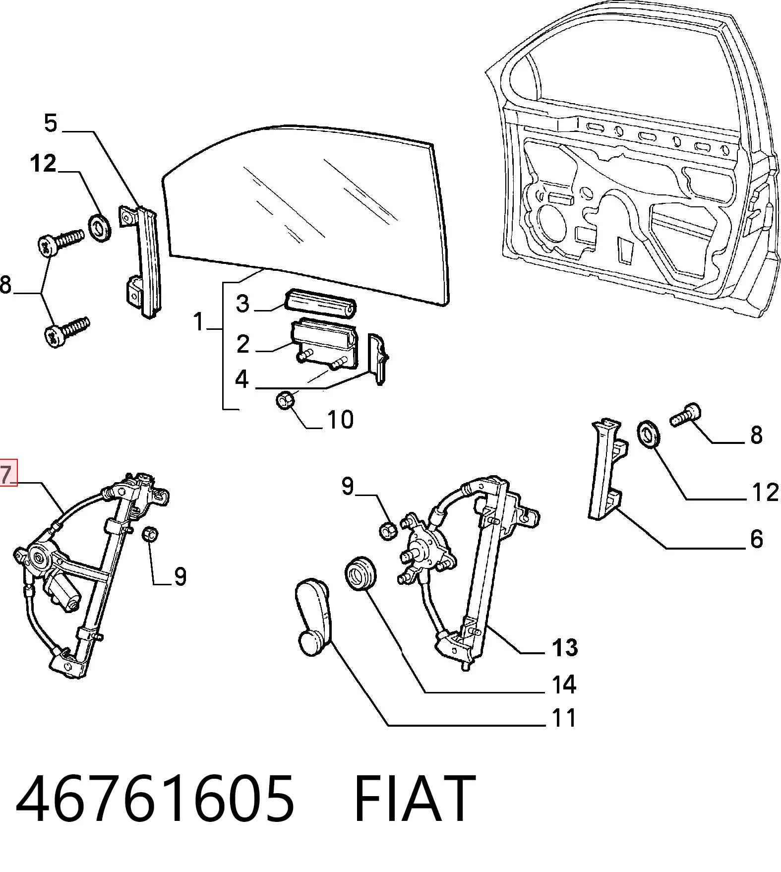 Compre Mecanismo de acionamento de vidro da porta dianteira direita Alfa Romeo 146 