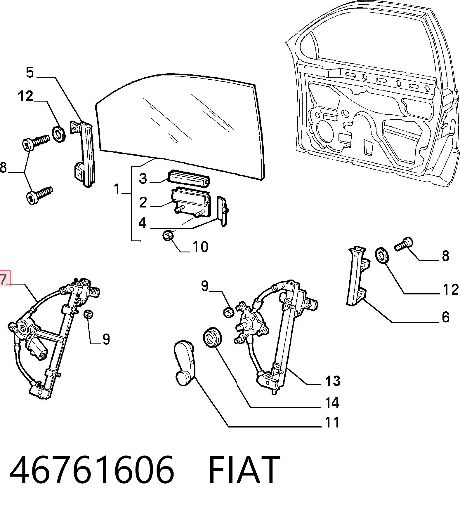 Mecanismo de acionamento de vidro da porta dianteira esquerda para Alfa Romeo 146  930