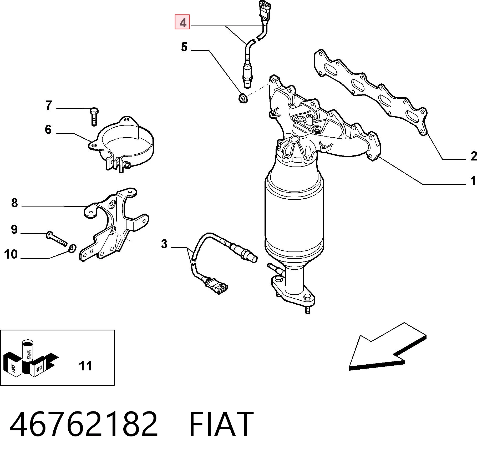 46762182 Fiat/Alfa/Lancia Sonda lambda, sensor de oxigênio