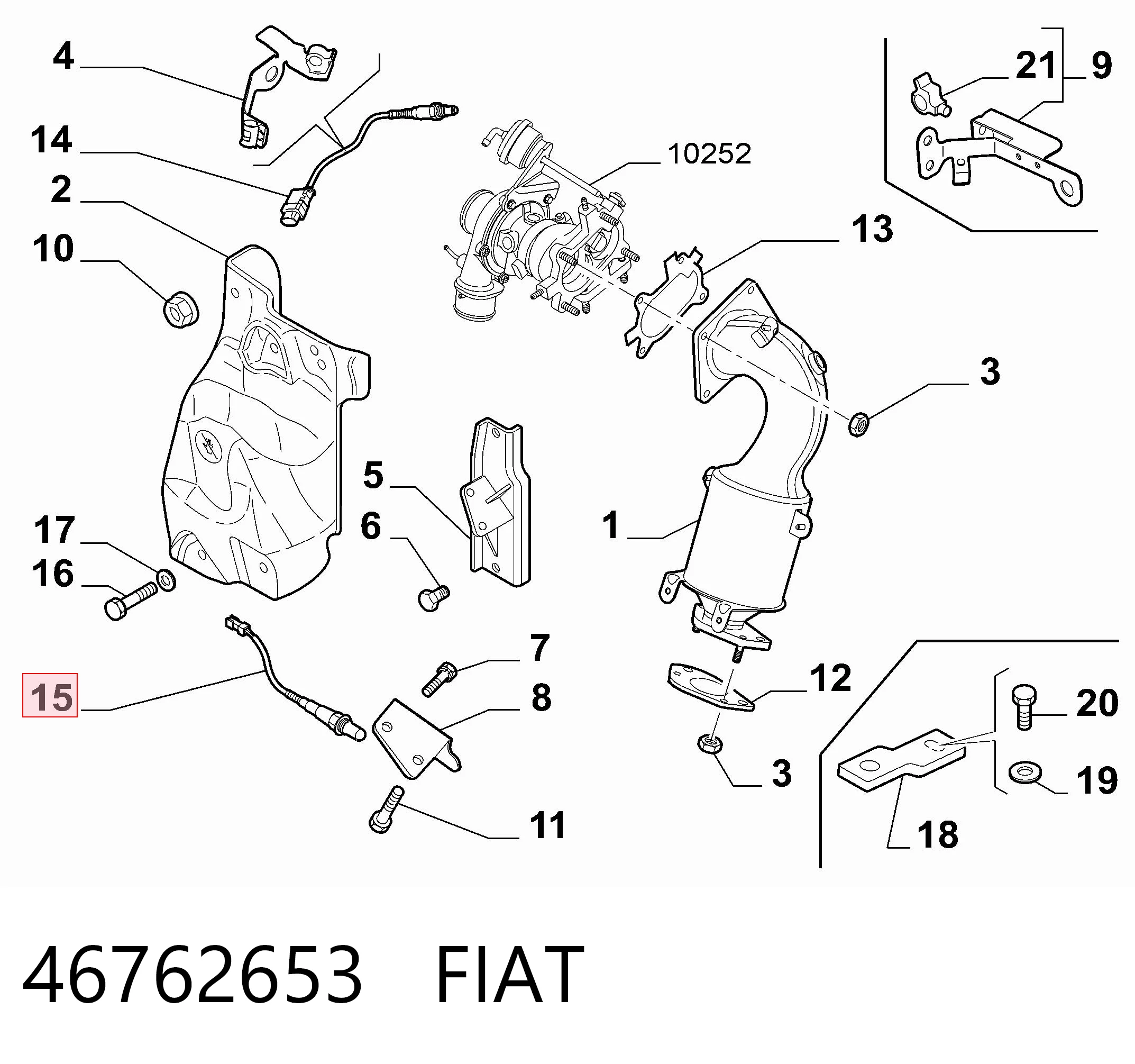 46762653 Fiat/Alfa/Lancia Sonda lambda, sensor de oxigênio até o catalisador