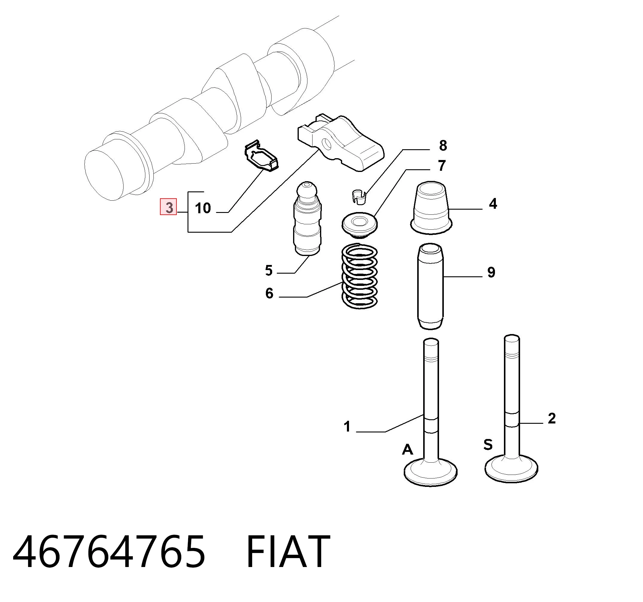  Balanceiro de válvula (balanceiro de válvulas) Fiat Bravo II hatchback (198) (2007 - 2014) II