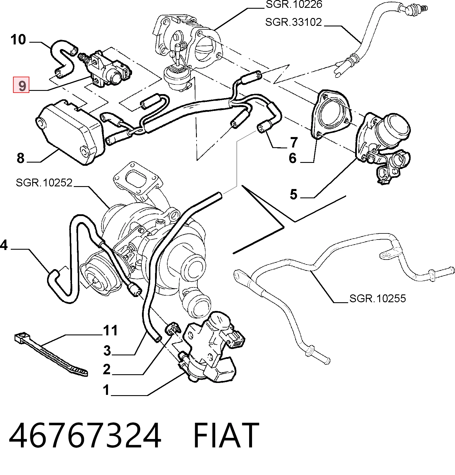 46767324 Fiat/Alfa/Lancia Válvula solenoide de regulação de comporta EGR