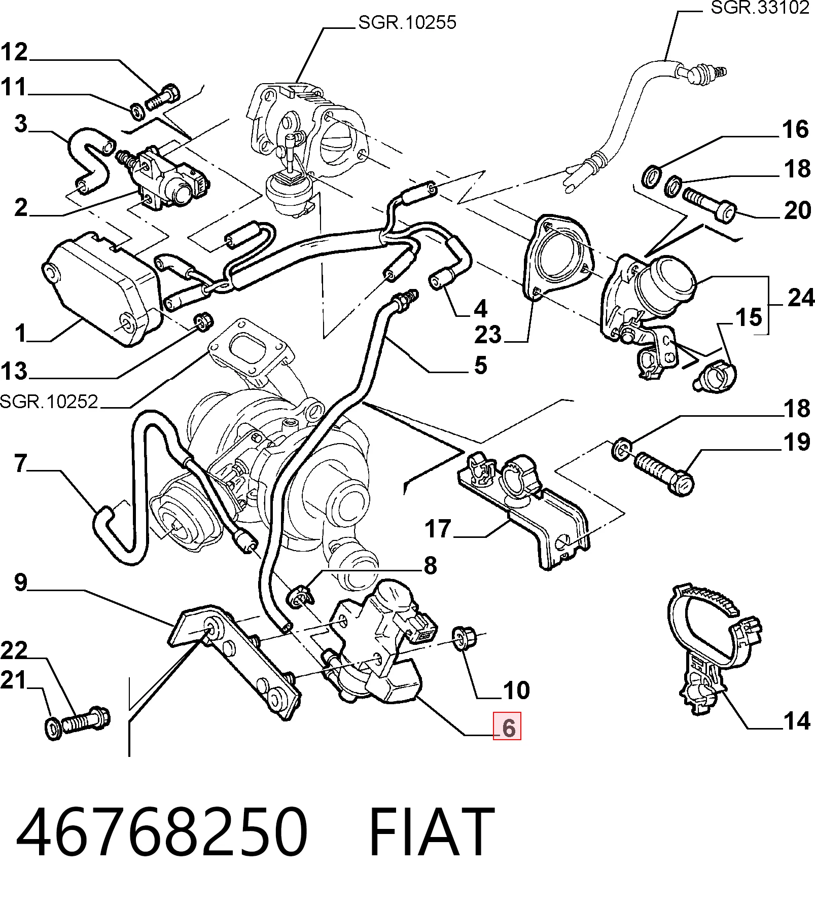 46768250 Fiat/Alfa/Lancia Convertidor de pressão (solenoide) de supercompressão