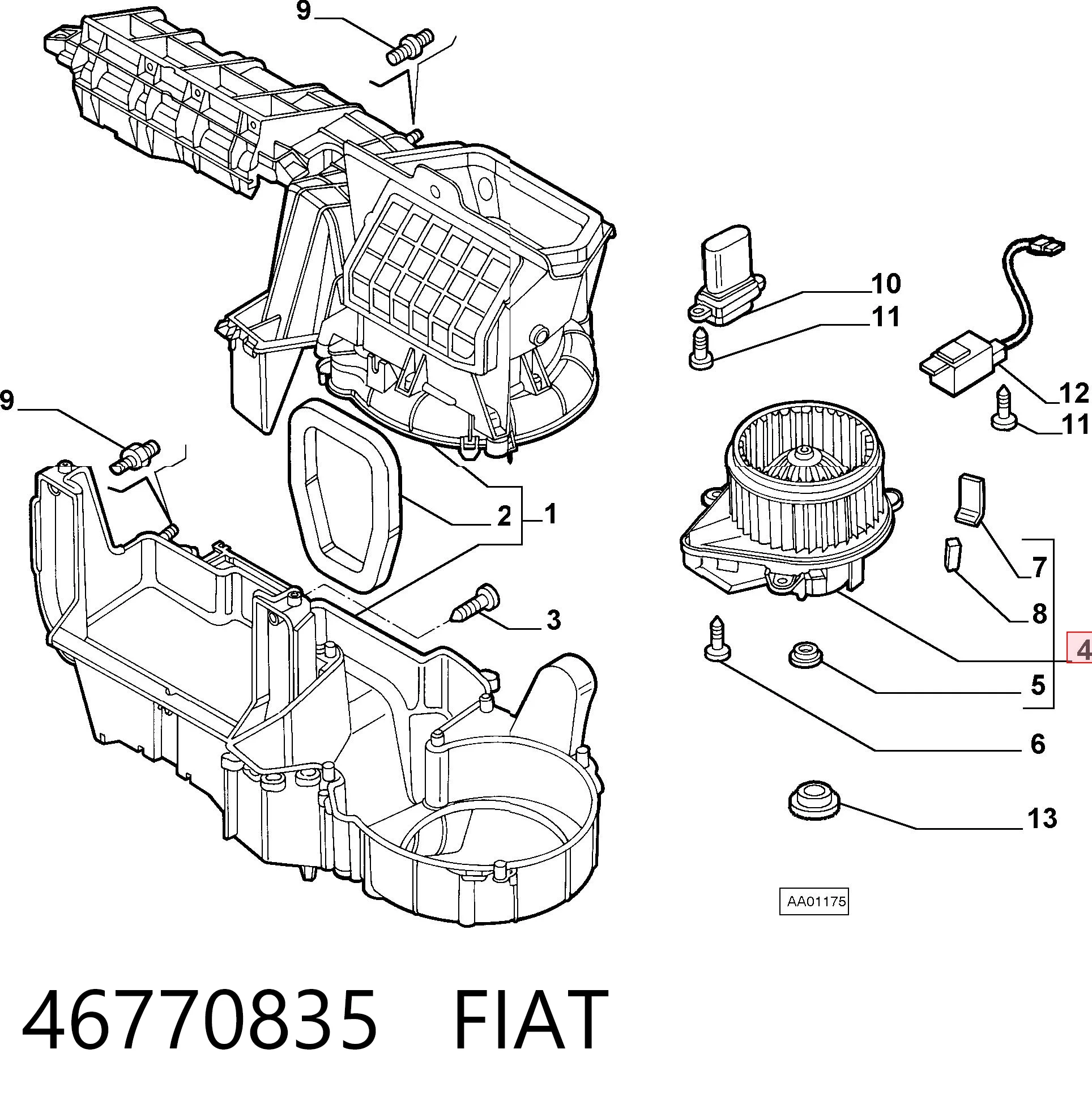 Motor de ventilador de forno (de aquecedor de salão) para Fiat Punto 188