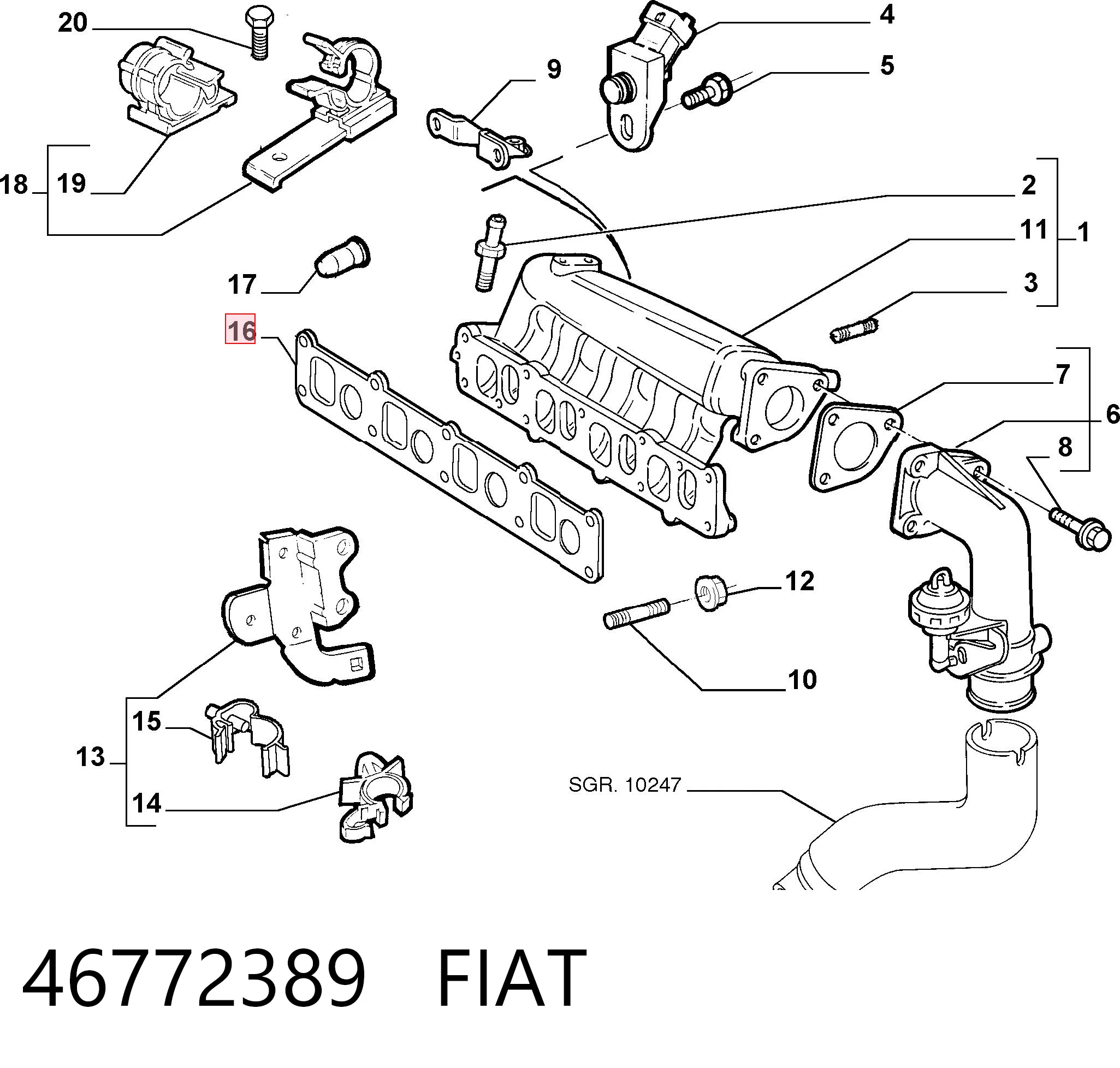 Compre Vedante de tubo coletor de admissão Fiat Brava 