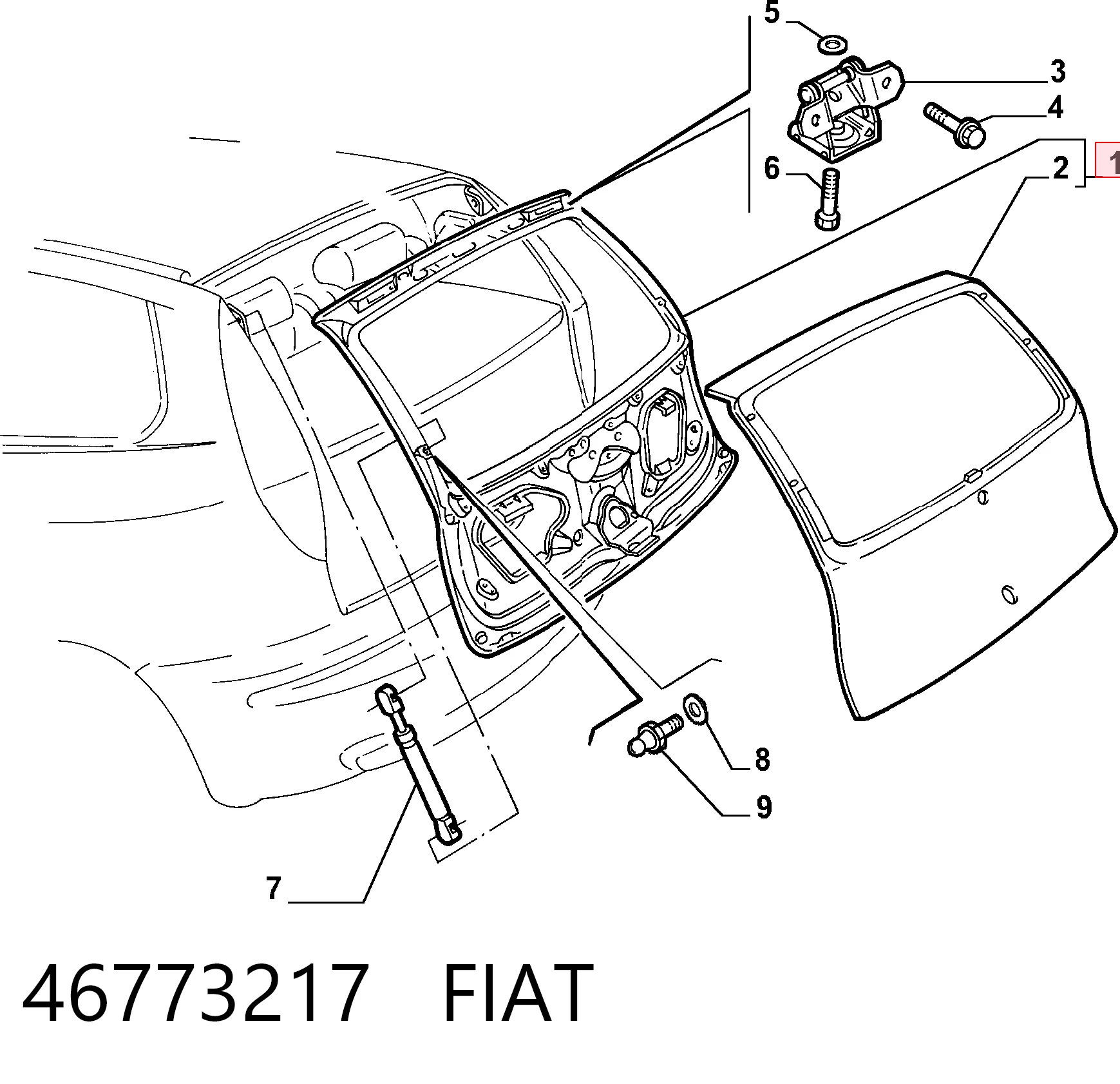 Porta traseira (3ª/5ª porta-malas (tampa de alcapão) para Fiat Punto II 188