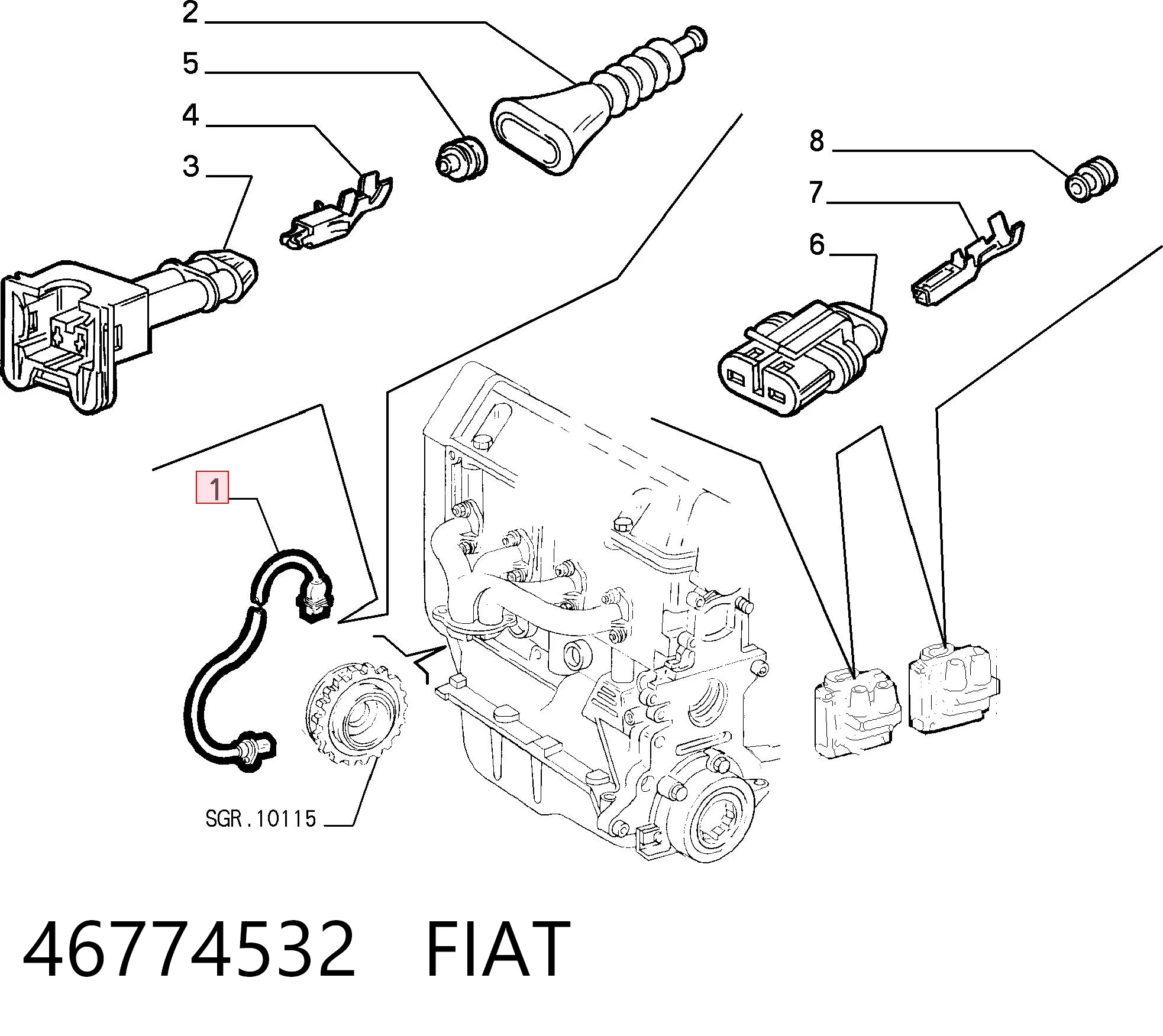 46774532 Fiat/Alfa/Lancia Sensor de posição (de revoluções) de cambota