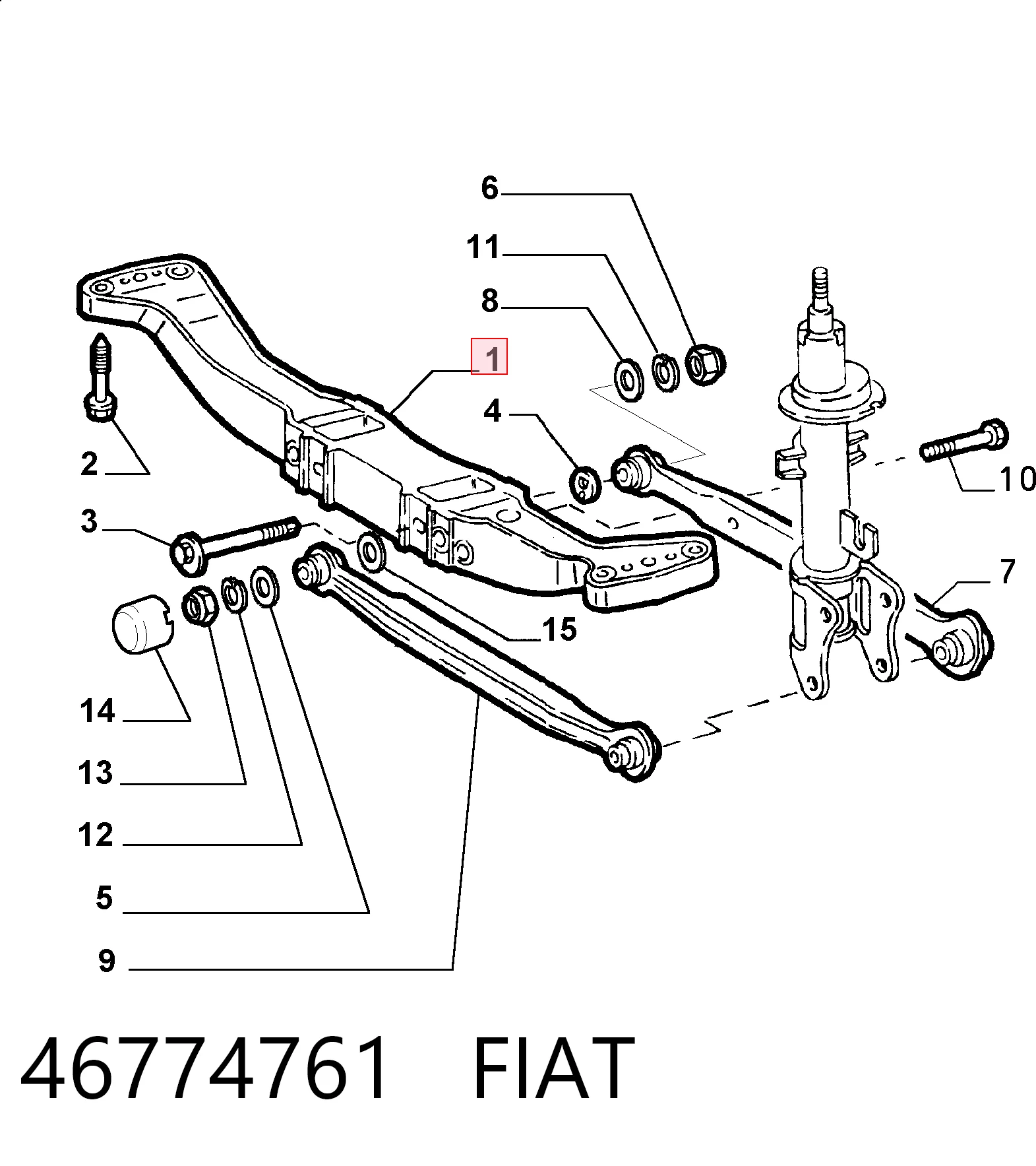Viga de suspensão traseira (plataforma veicular) para Alfa Romeo 147  937