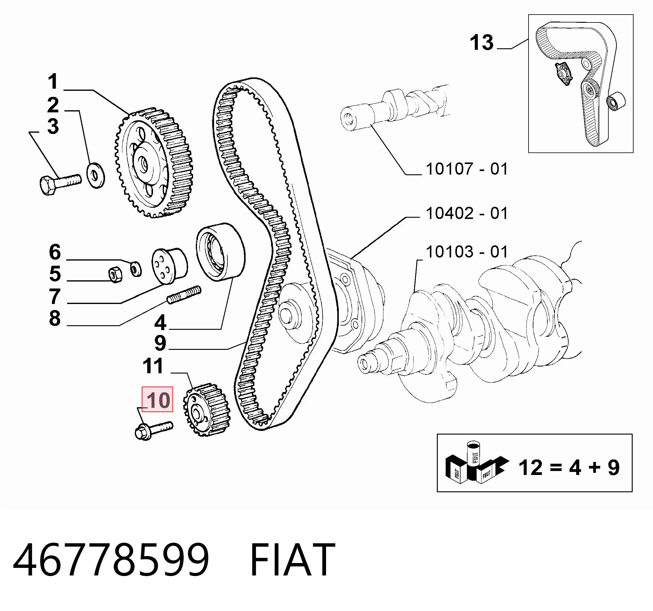 46778599 Chrysler Parafuso da polia de cambota