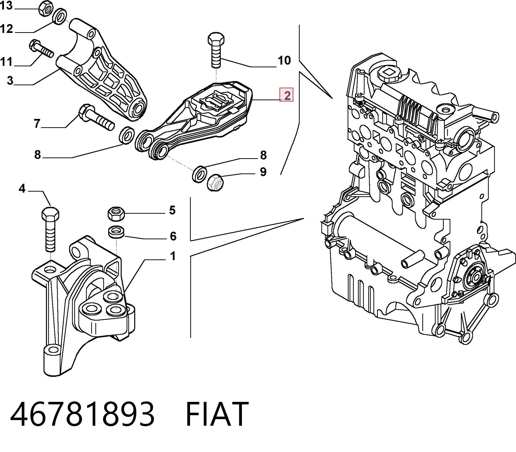  Coxim de transmissão (suporte da caixa de mudança) Fiat Stilo hatchback (192) (2001 - 2006) 