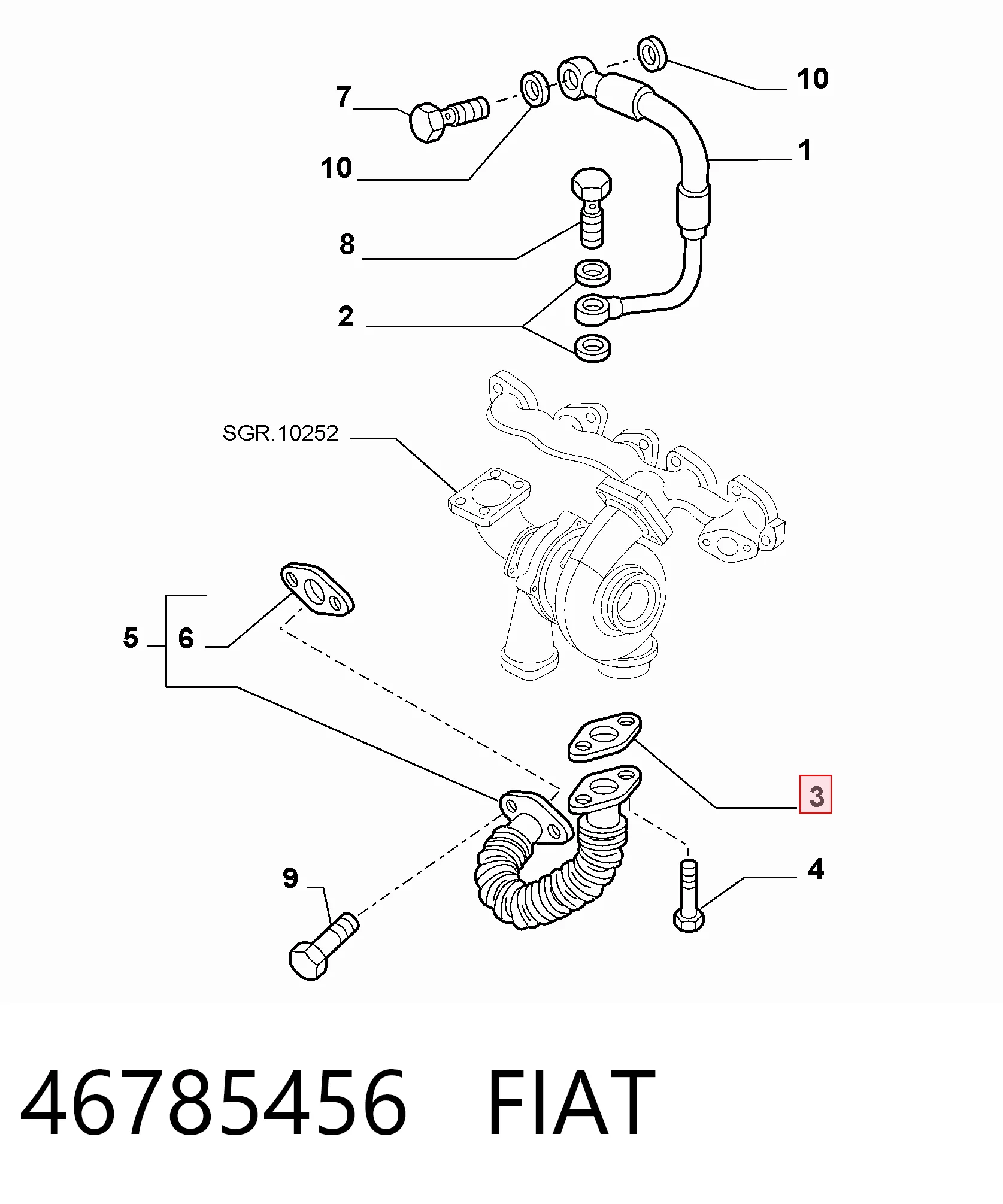 Compre 7701045132 Renault (RVI) Vedante de mangueira de derivação de óleo de turbina