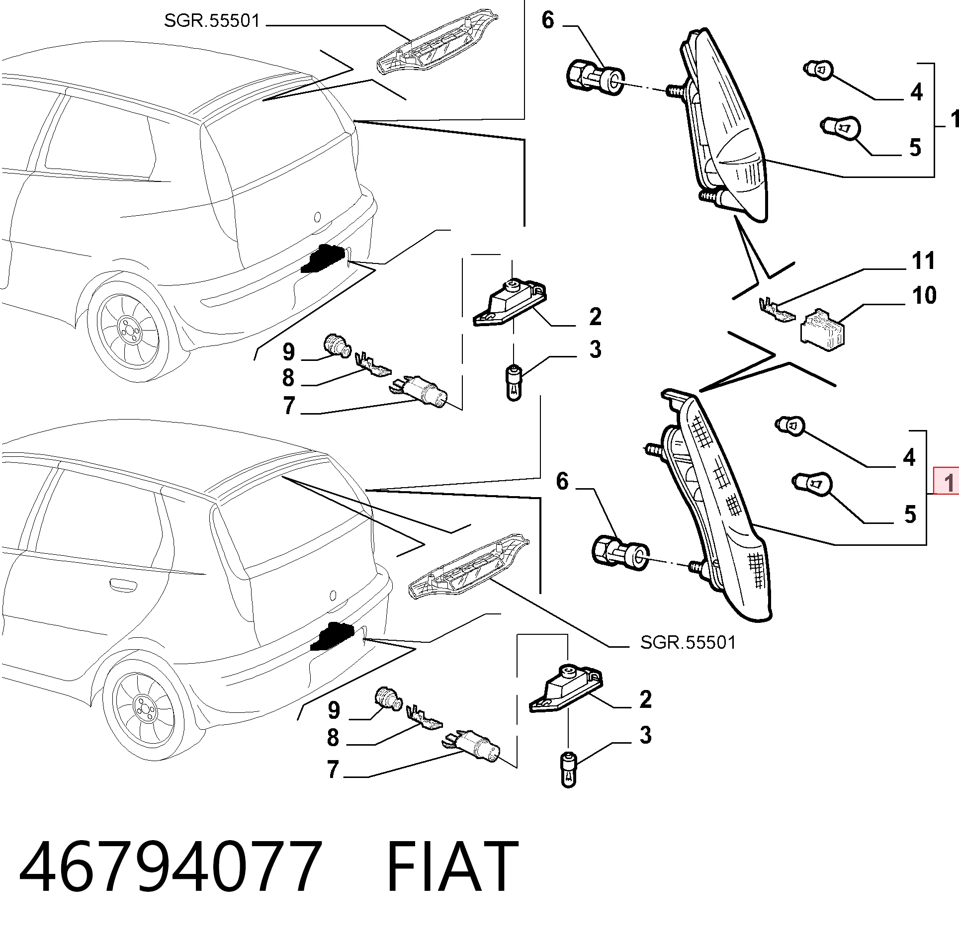 Lanterna traseira direita Fiat Punto preço, a partir de 33,30 USD