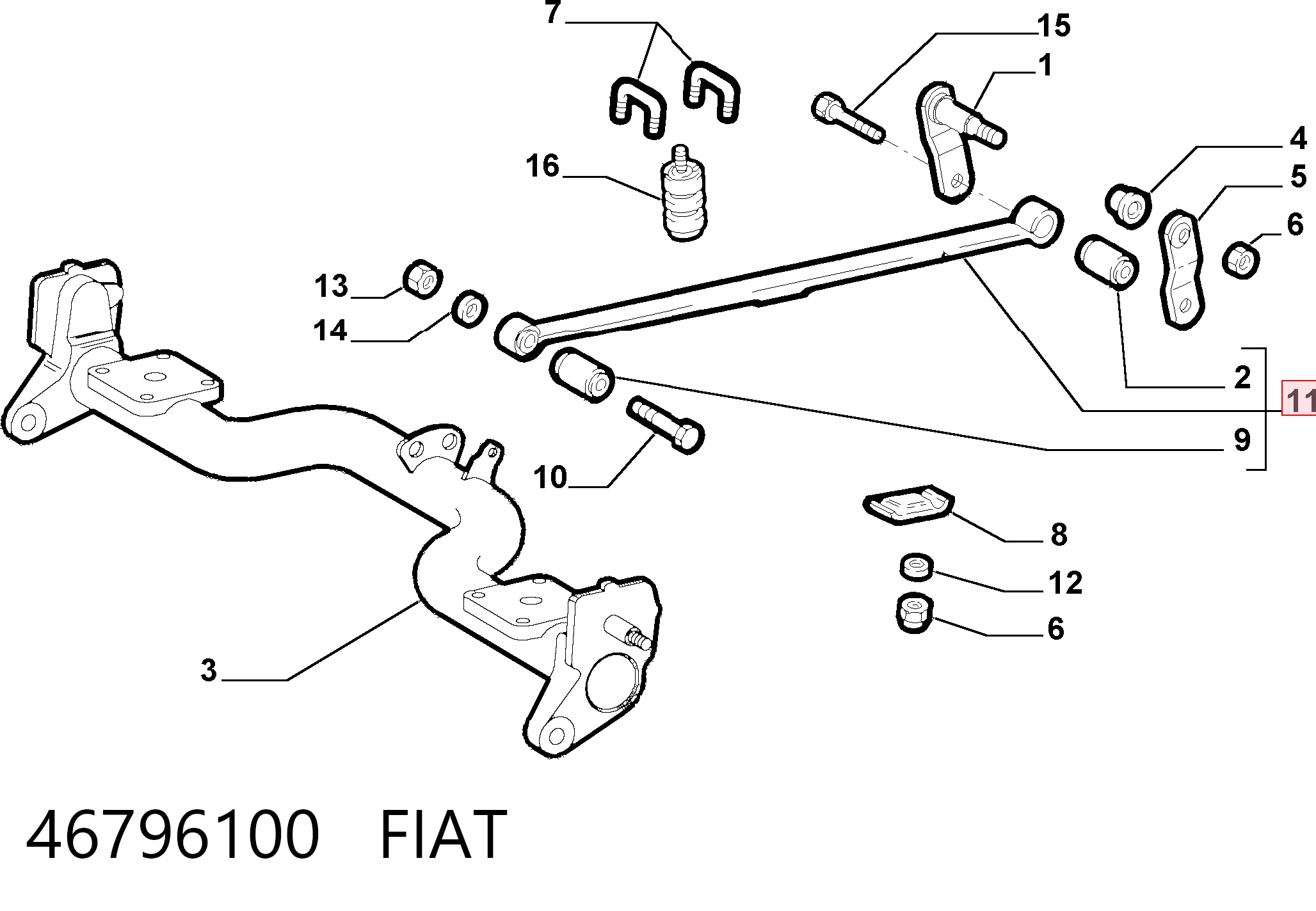Suspensão de lâminas traseiro para Fiat Doblo I 119