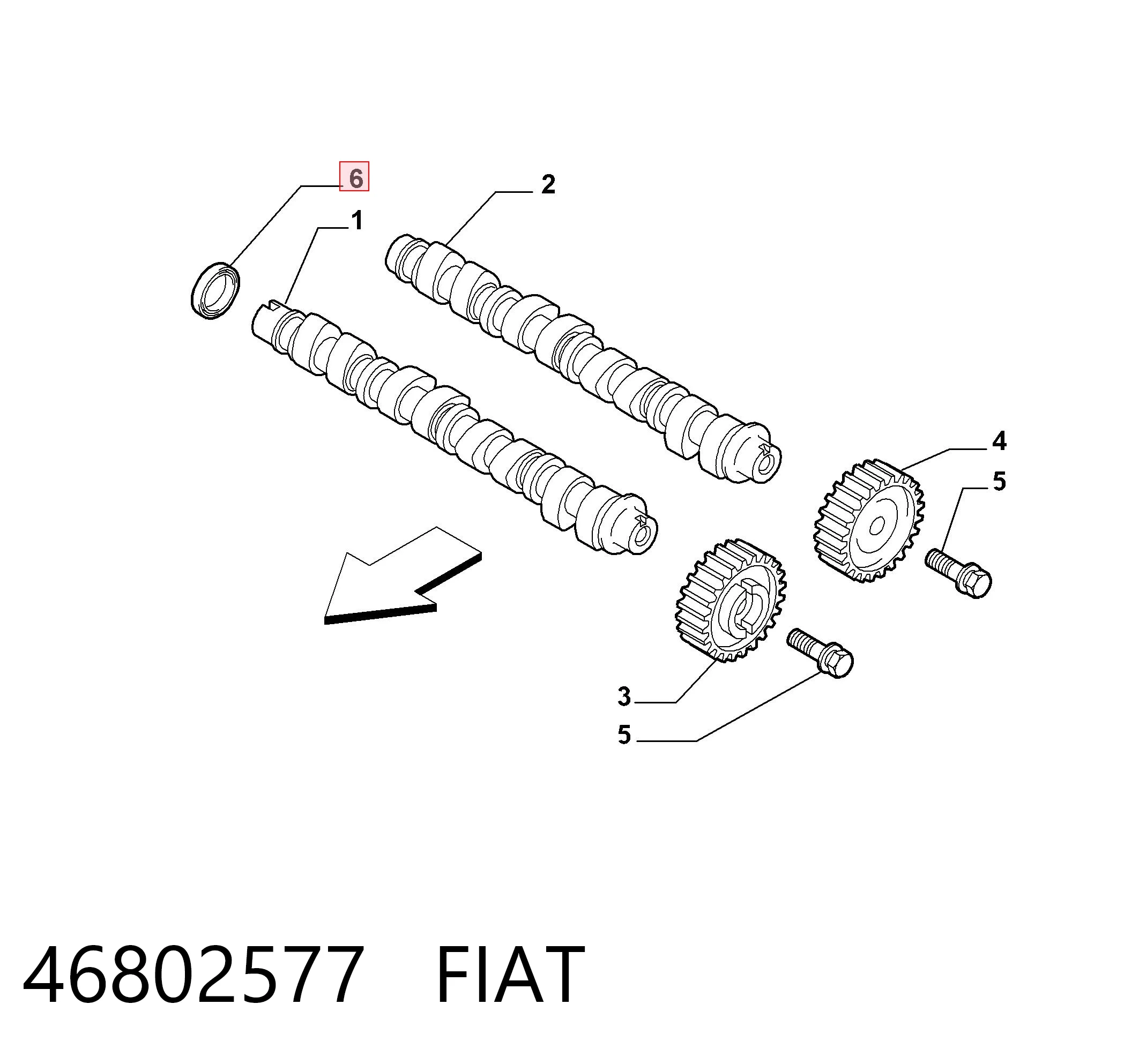 Vedação da árvore distribuidora de motor 46802577 Hyundai/Kia
