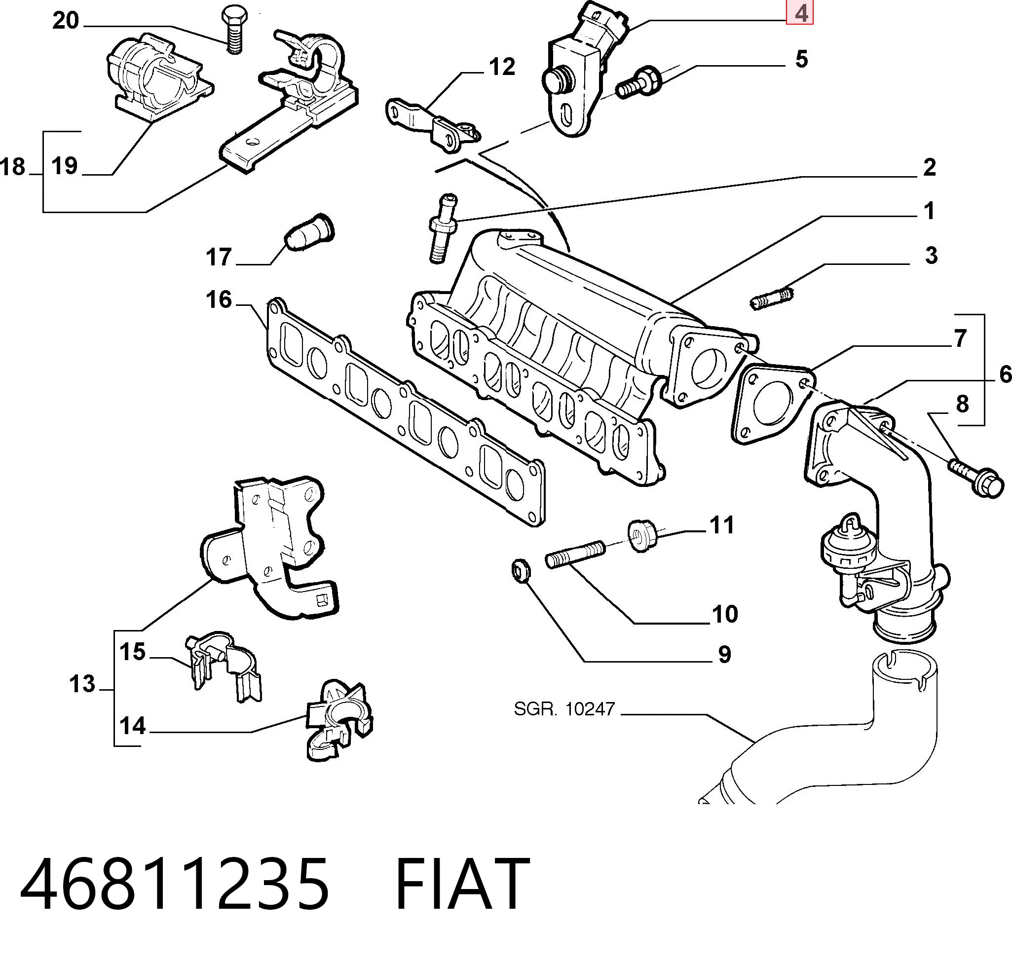 46811235 Fiat/Alfa/Lancia Sensor de pressão no coletor de admissão, MAP