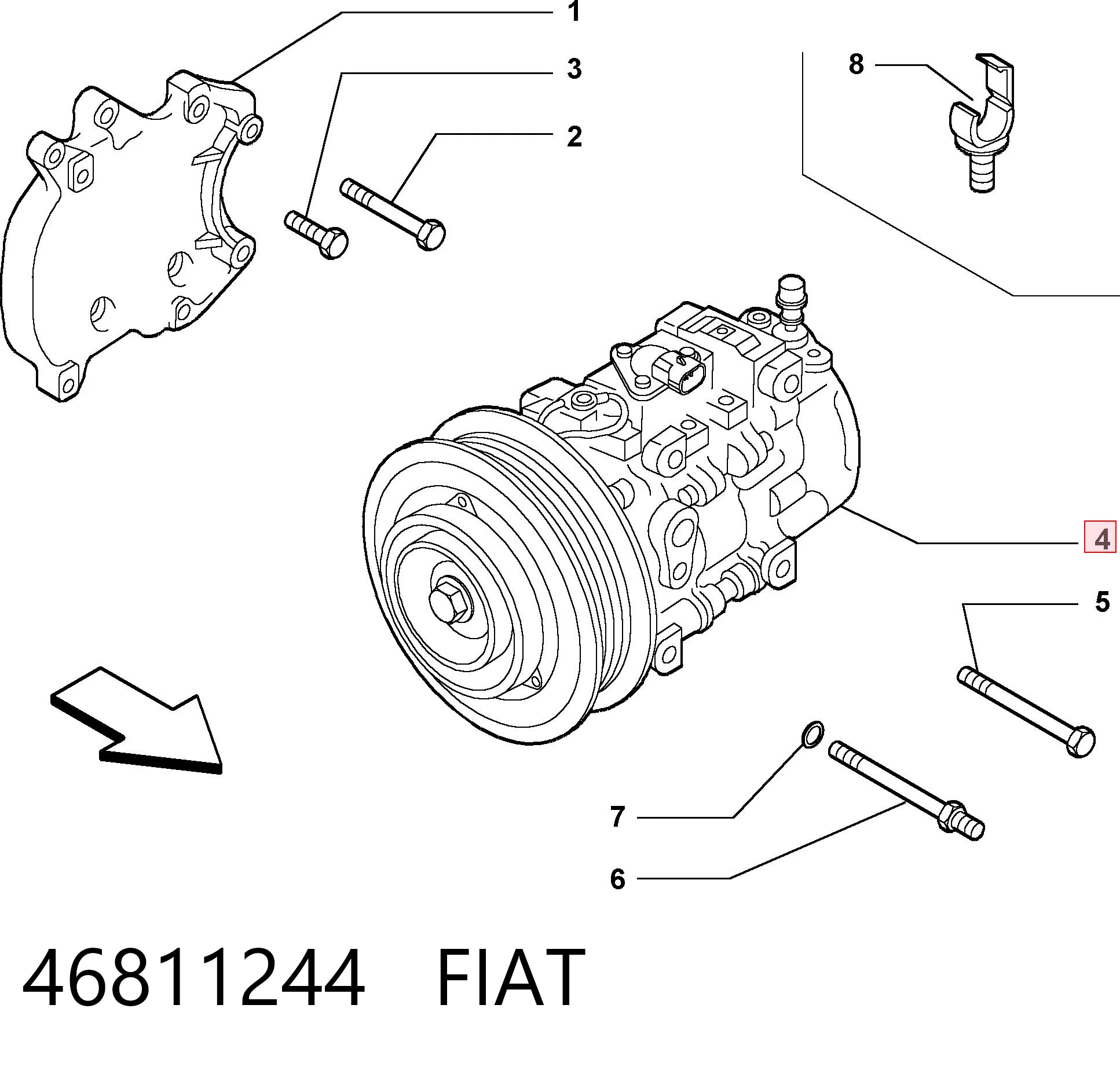 46811244 Fiat/Alfa/Lancia Compressor de aparelho de ar condicionado