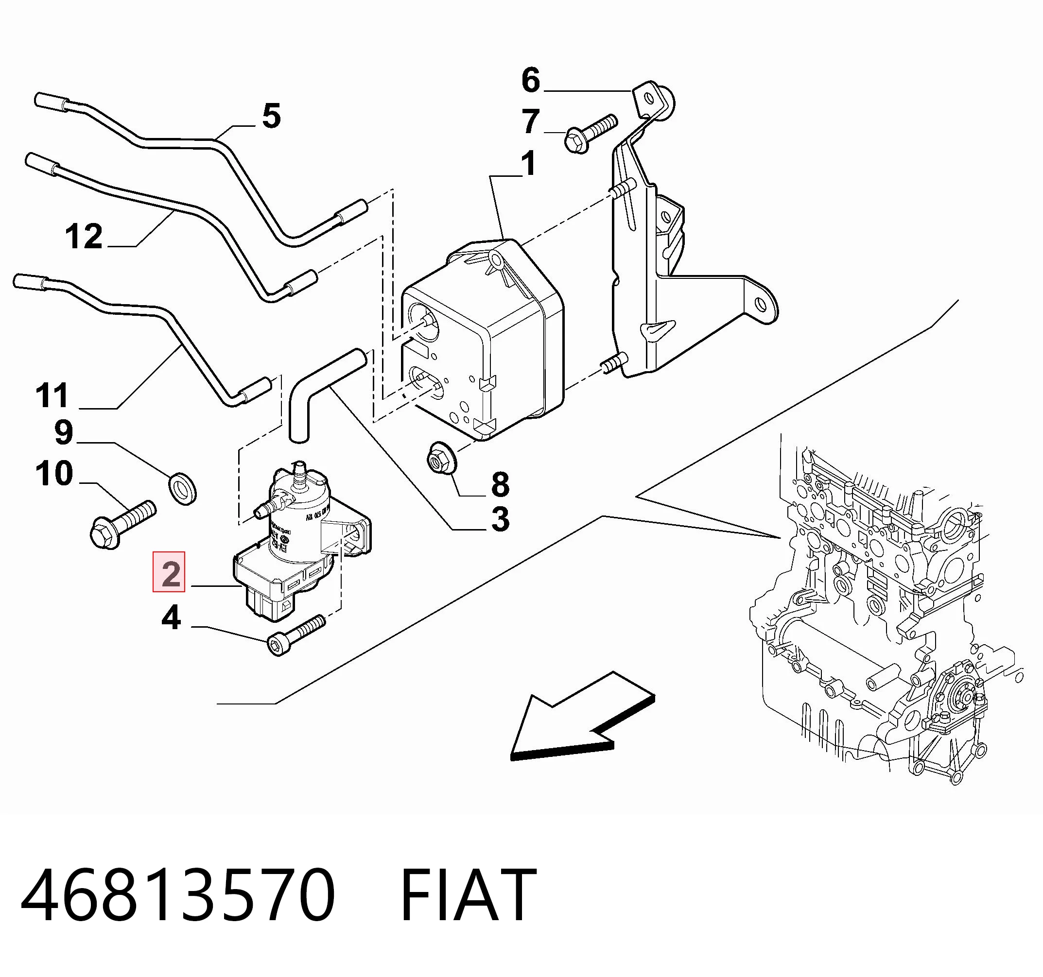 46813570 Fiat/Alfa/Lancia Válvula solenoide de regulação de comporta EGR