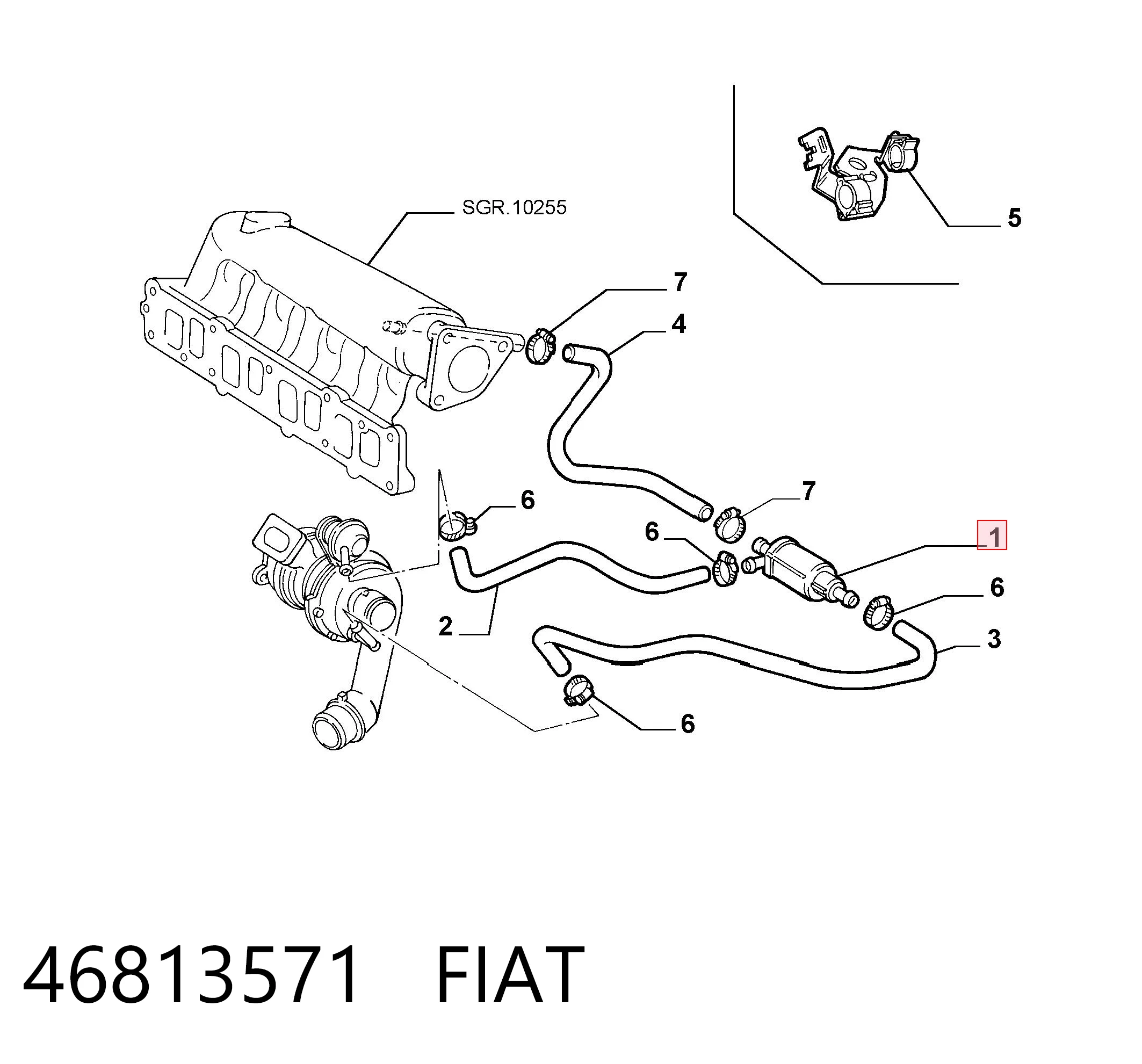 46813571 Fiat/Alfa/Lancia Convertidor de pressão (solenoide) de supercompressão