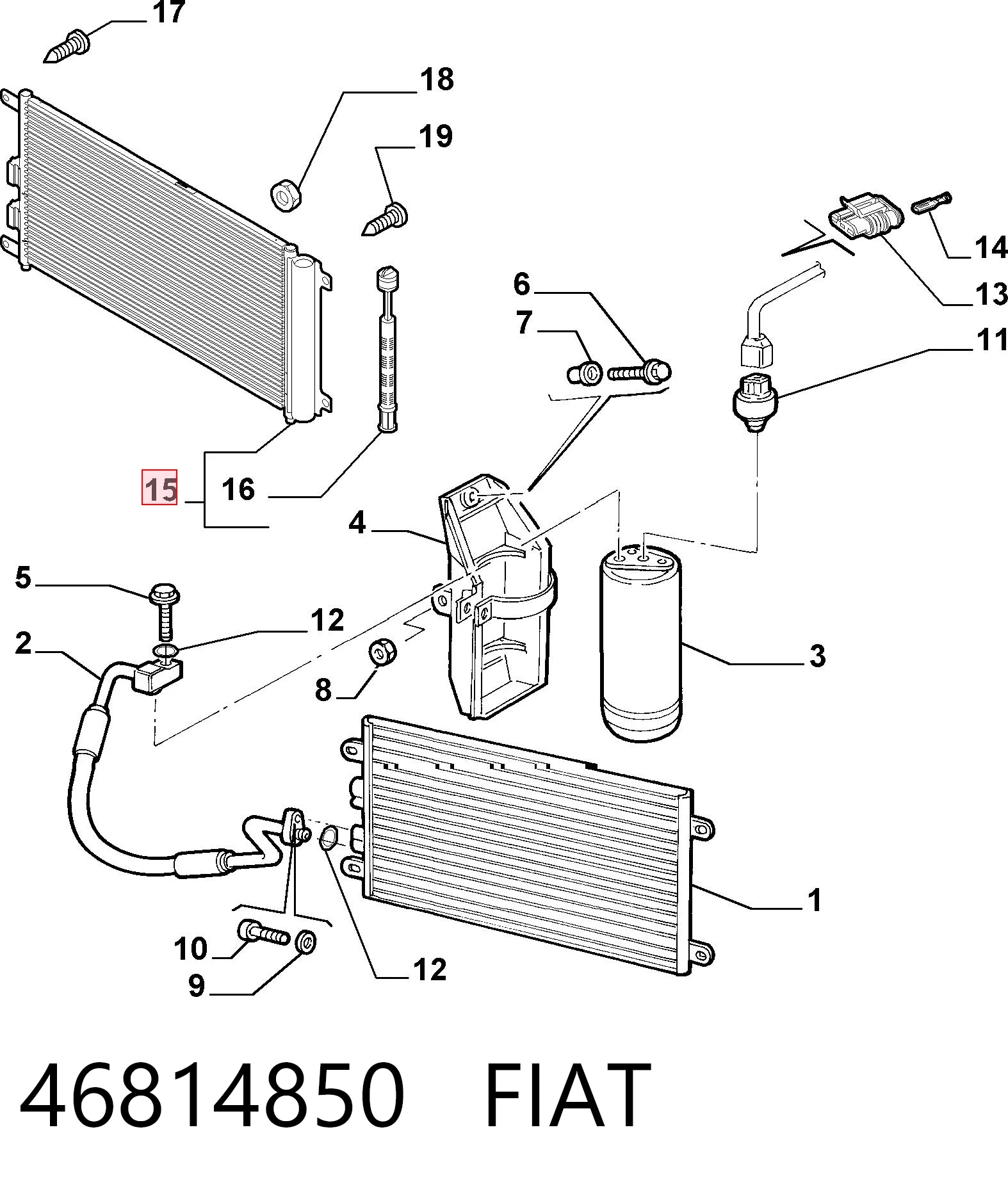 Radiador de aparelho de ar condicionado para Alfa Romeo GT 937