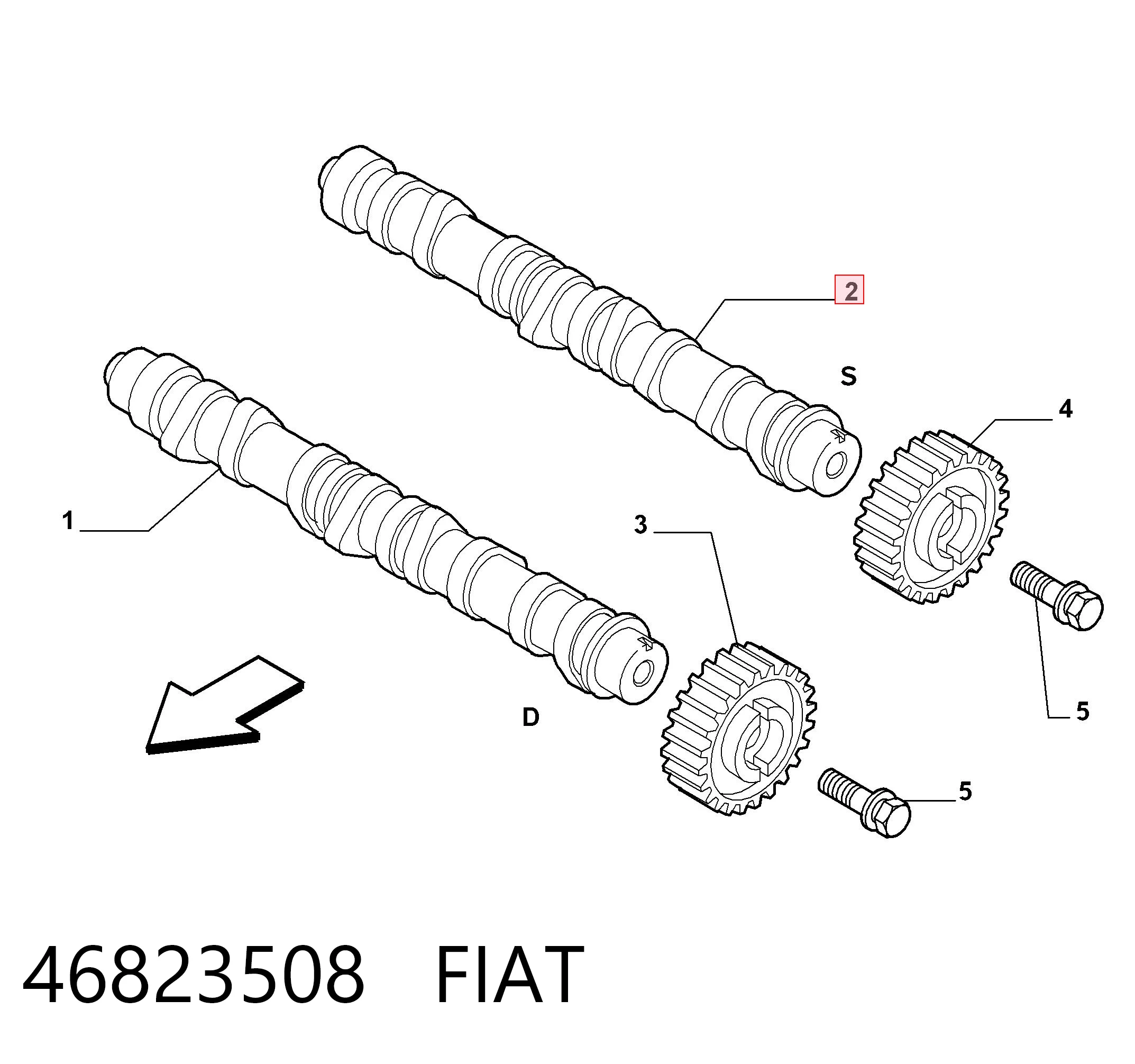 Árvore distribuidora de motor de admissão para Fiat Panda 169A