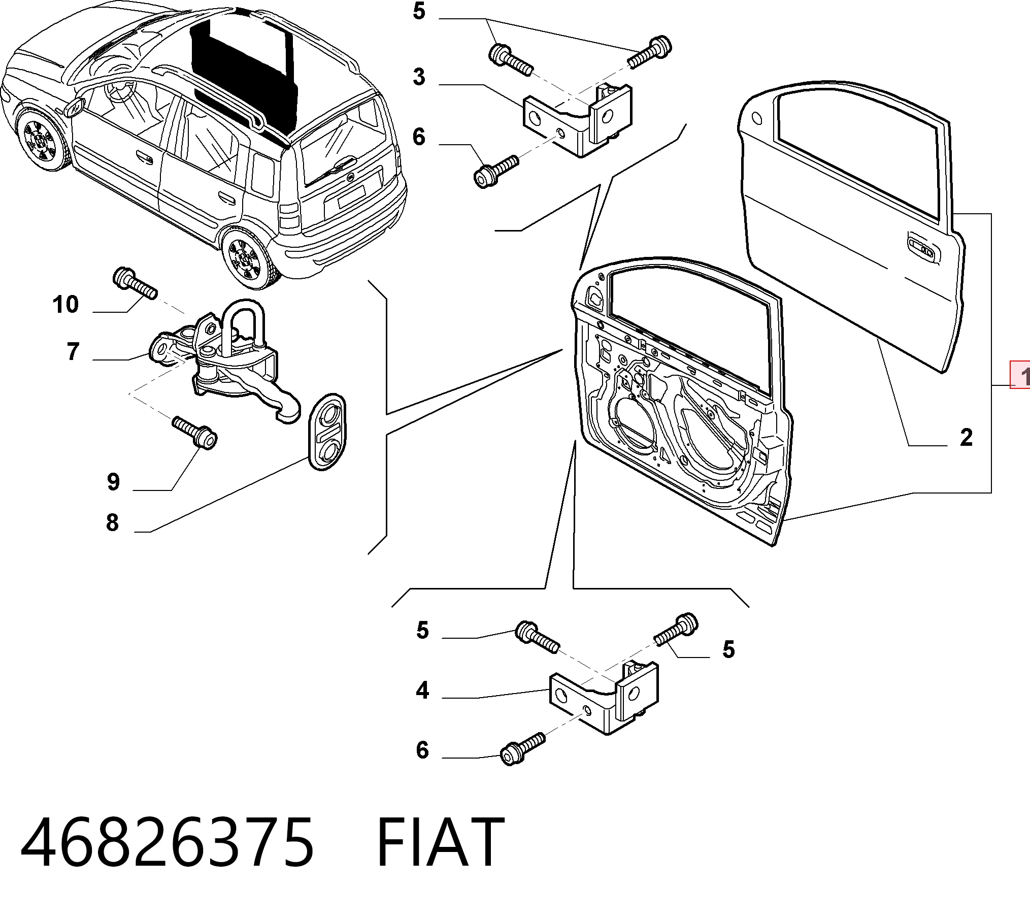 Porta dianteira esquerda para Fiat Panda II 169A