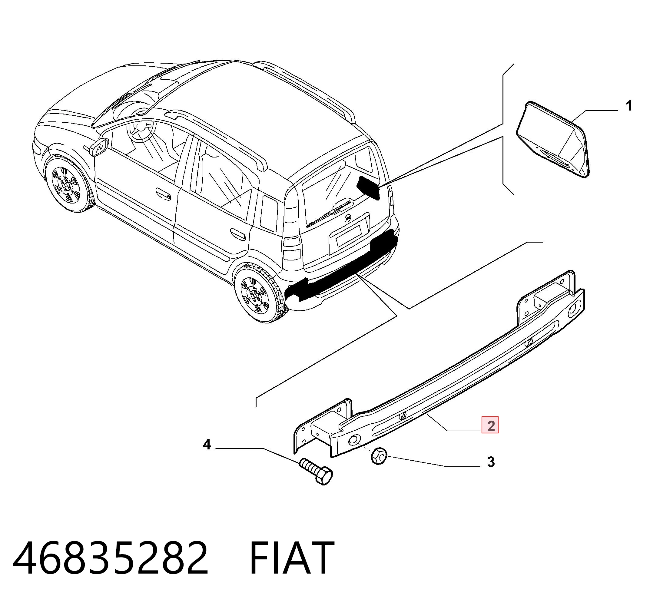 Reforçador do pára-choque traseiro Fiat Panda II 169A ao melhor preço