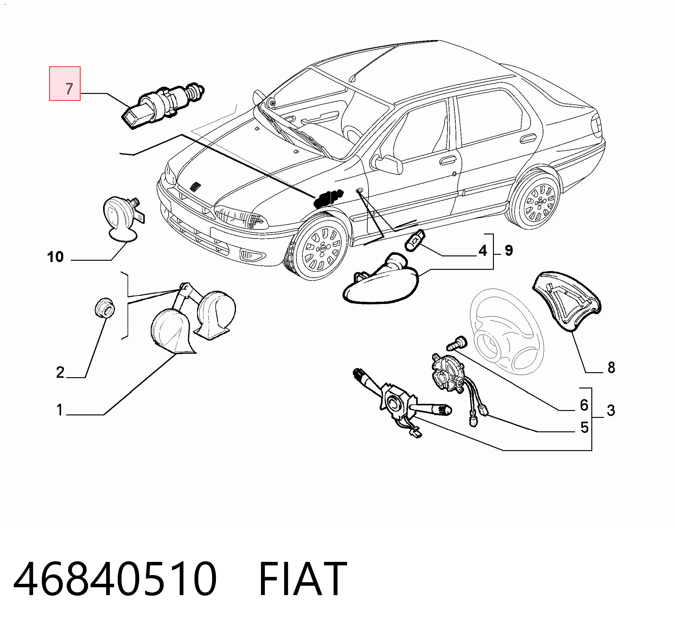 46840510 Fiat/Alfa/Lancia Sensor de ativação do sinal de parada