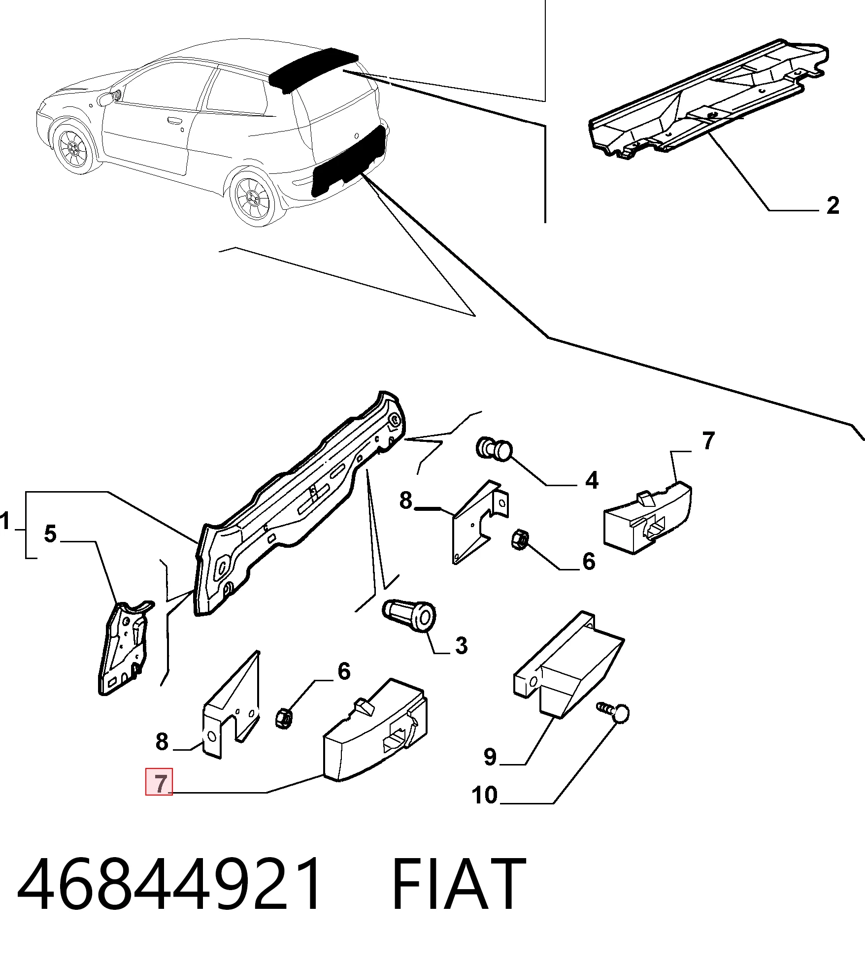 Reforçador do pára-choque traseiro para Fiat Punto 188