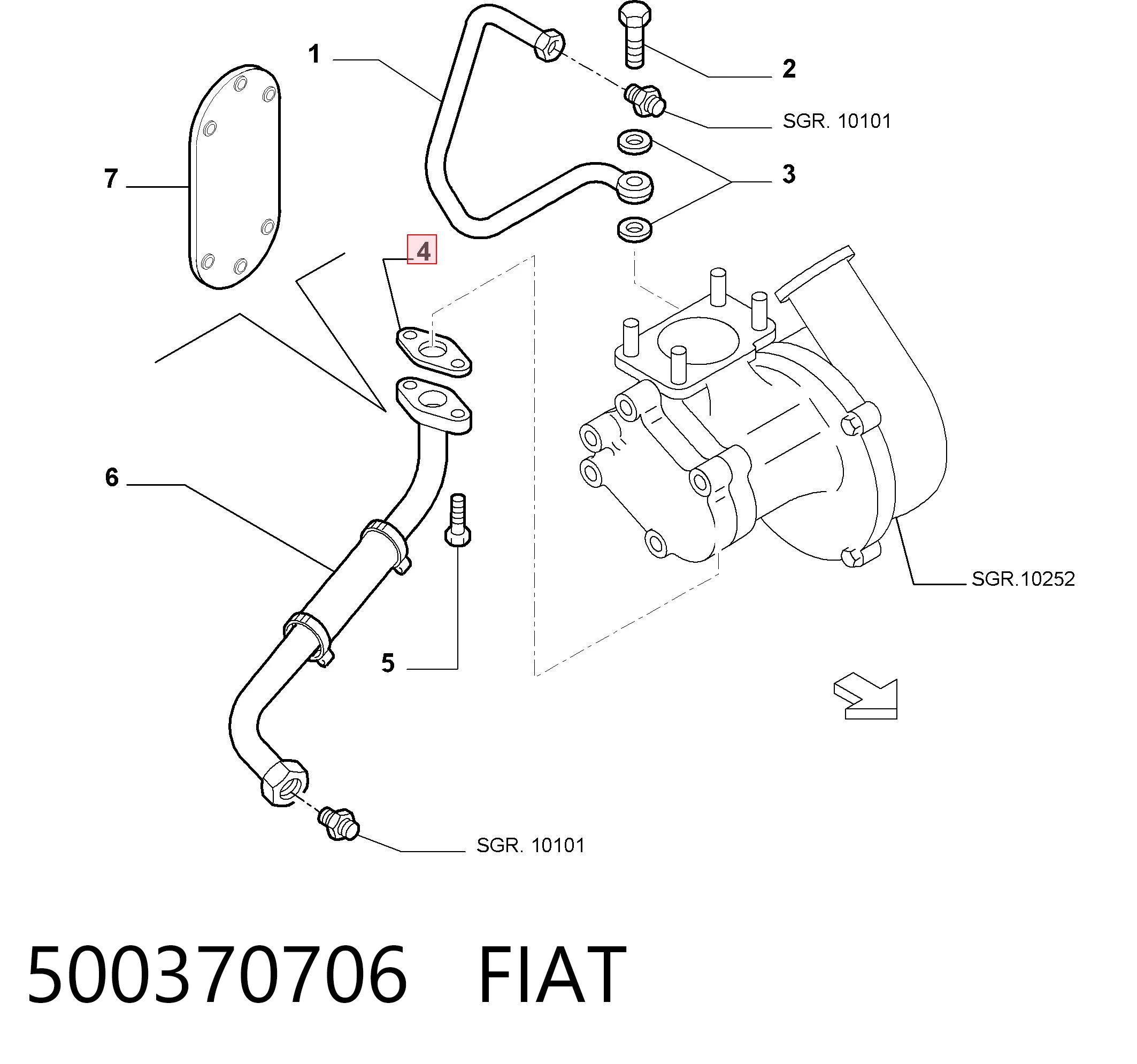 Vedante de mangueira de derivação de óleo de turbina 7701045132 Renault (RVI)