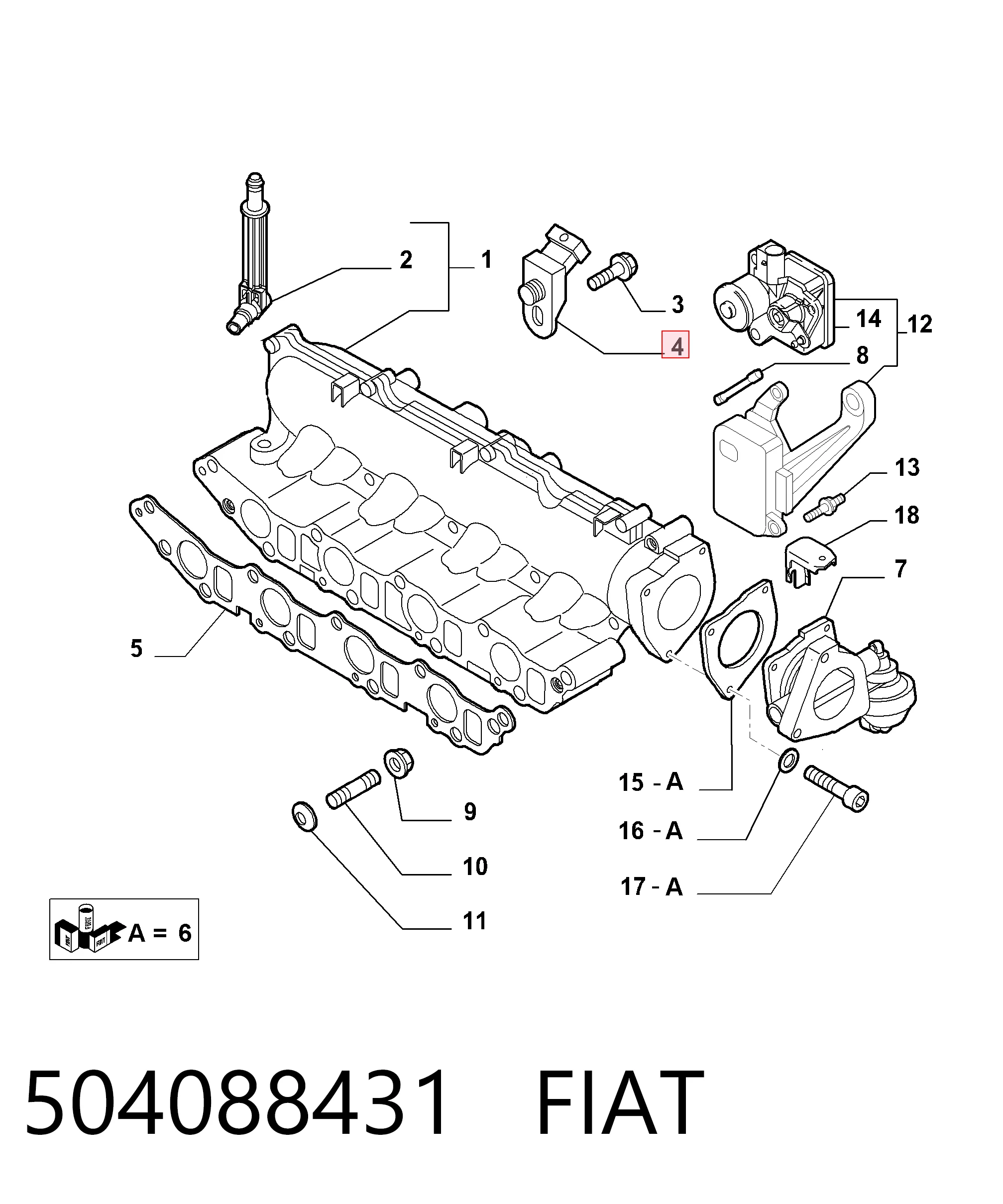 504088431 Fiat/Alfa/Lancia Sensor de pressão no coletor de admissão, MAP