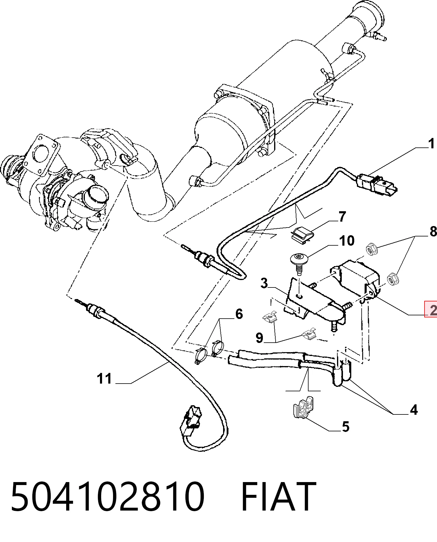 504102810 Fiat/Alfa/Lancia Sensor de pressão dos gases de escape