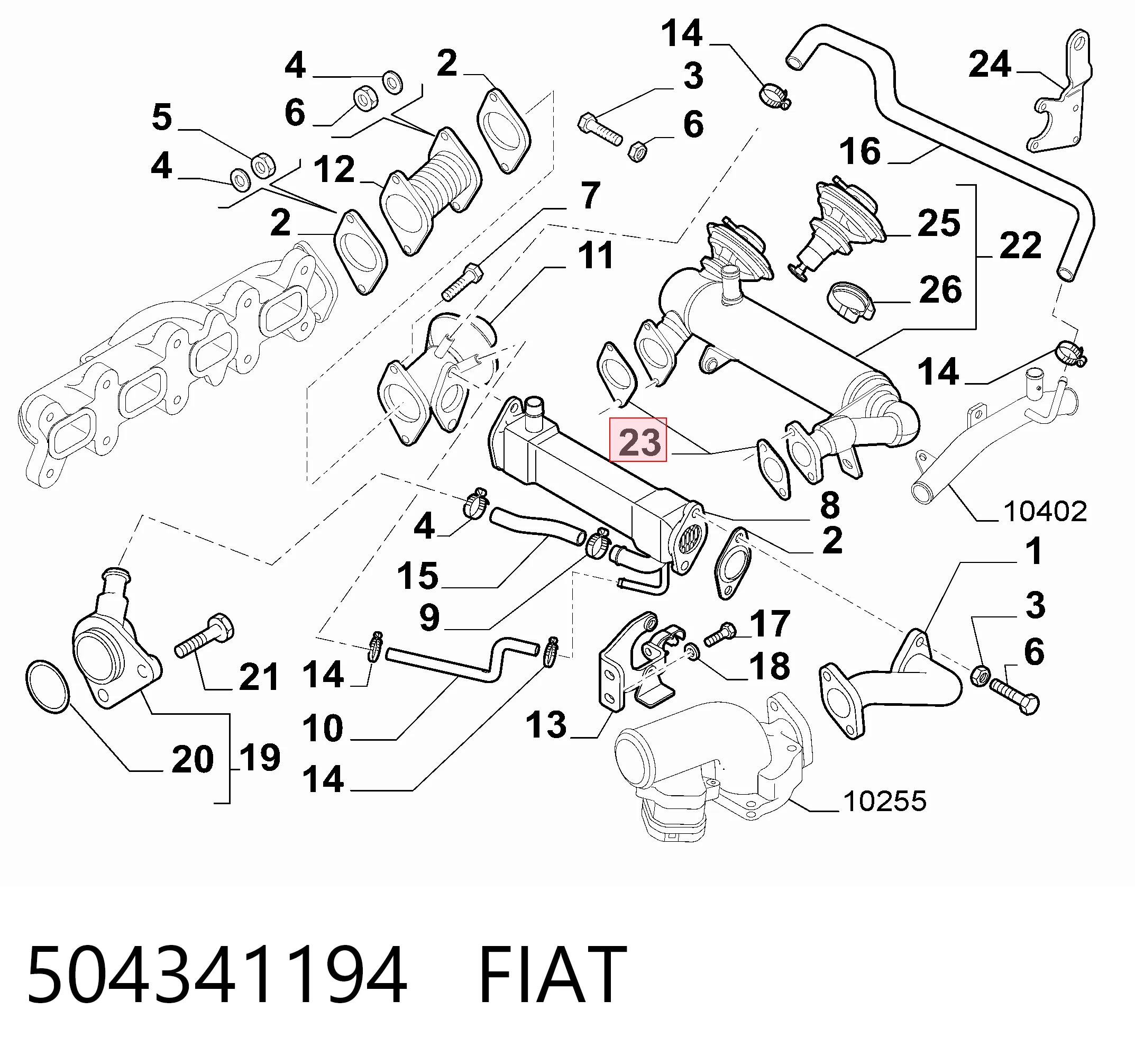 Vedante de válvula EGR de recirculação Iveco 5802102098