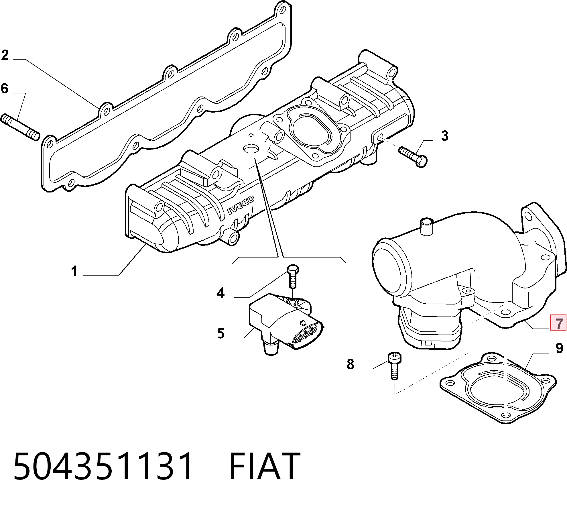 504351131 Fiat/Alfa/Lancia Válvula de borboleta montada