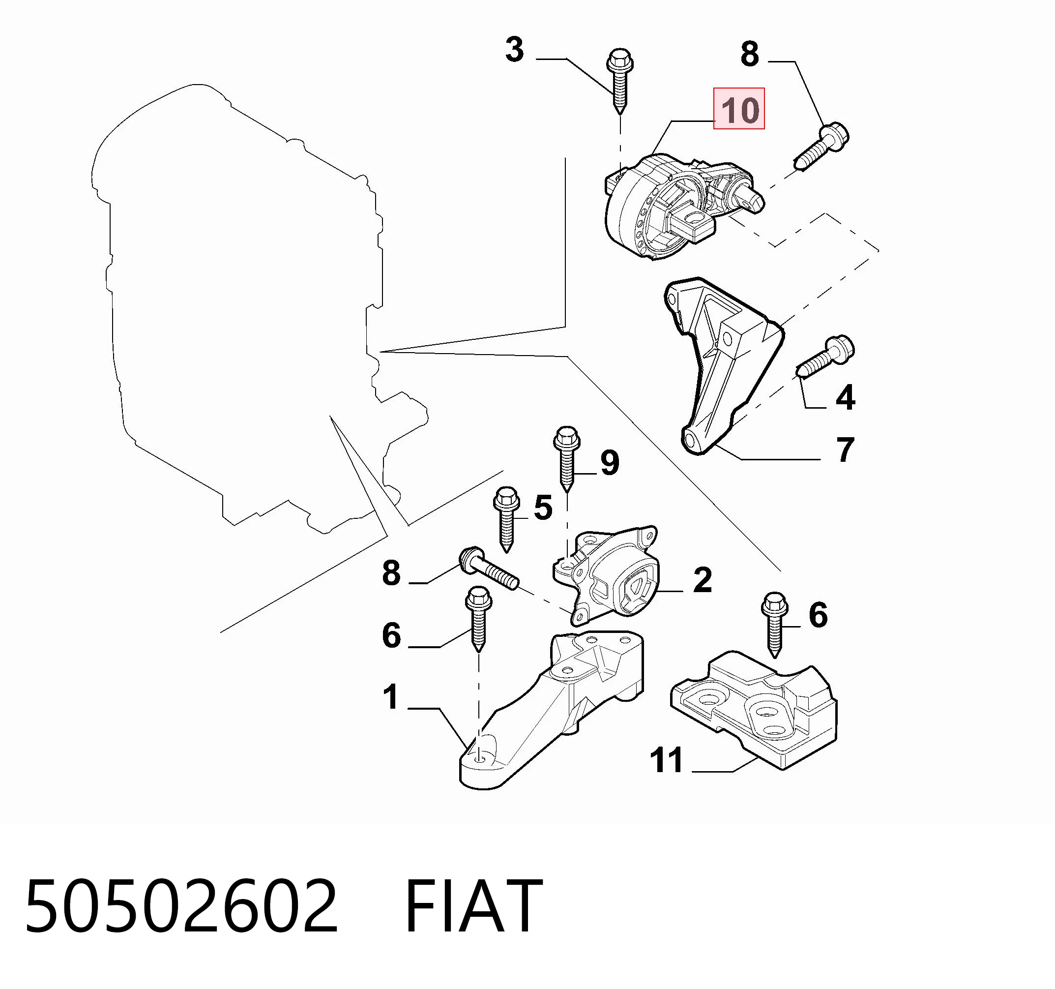 Coxim (suporte) traseiro de motor 8534880CFG Magneti Marelli