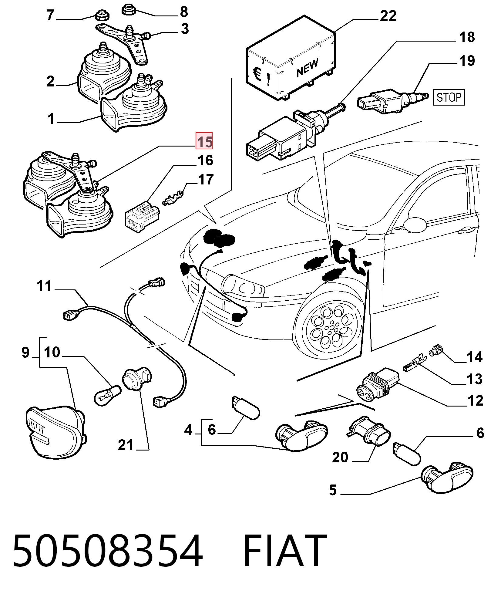 Sinal sonoro (cláxon) para Audi 80 89, 89Q, 8A