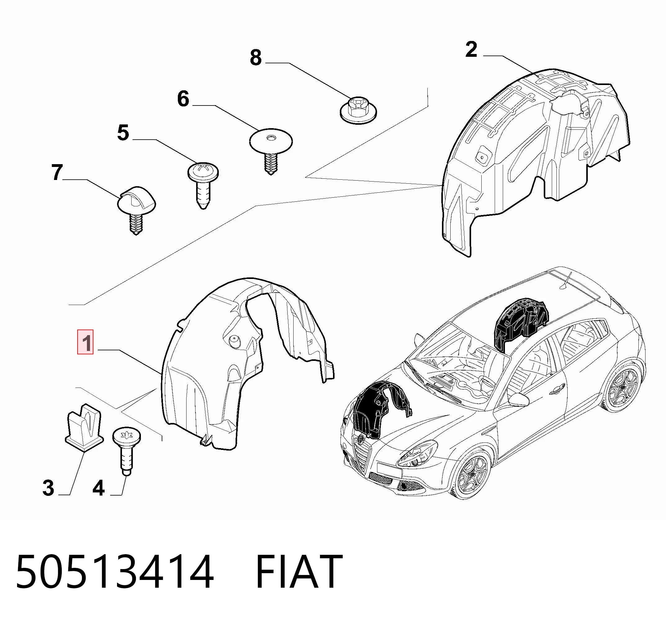 Compre Guarda-barras direito do pára-lama dianteiro Alfa Romeo Giulietta 