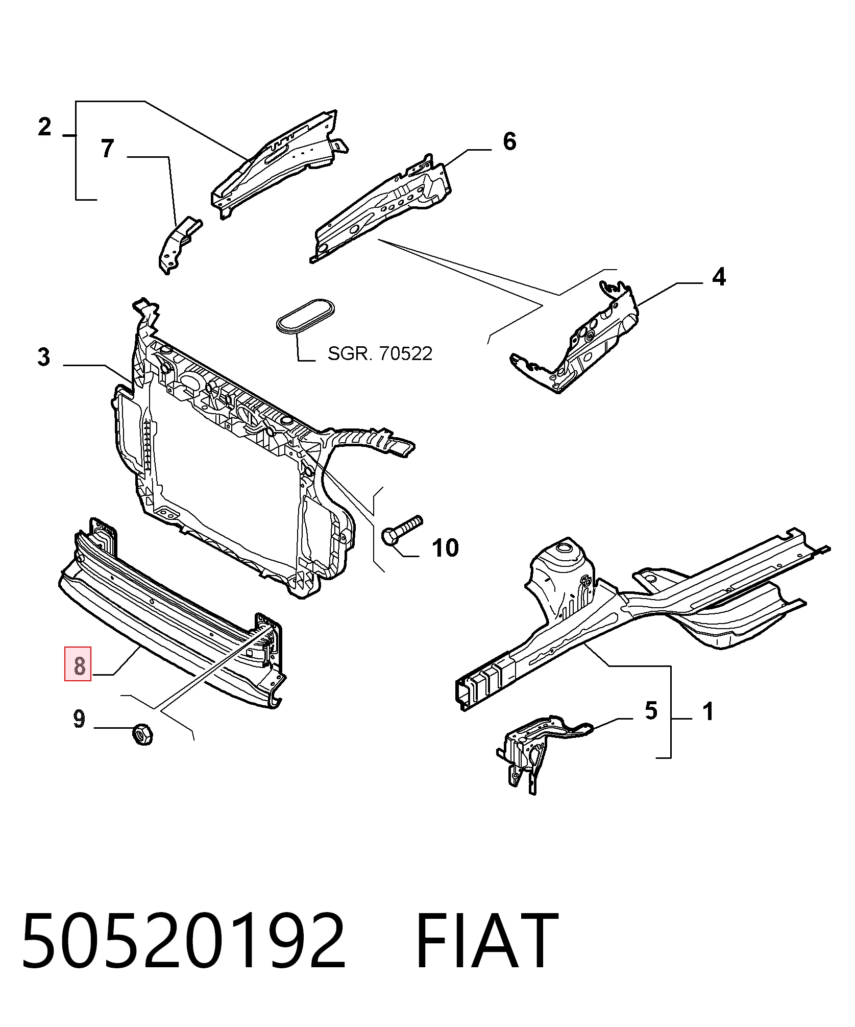 Reforçador do pára-choque dianteiro para Alfa Romeo Mito  955