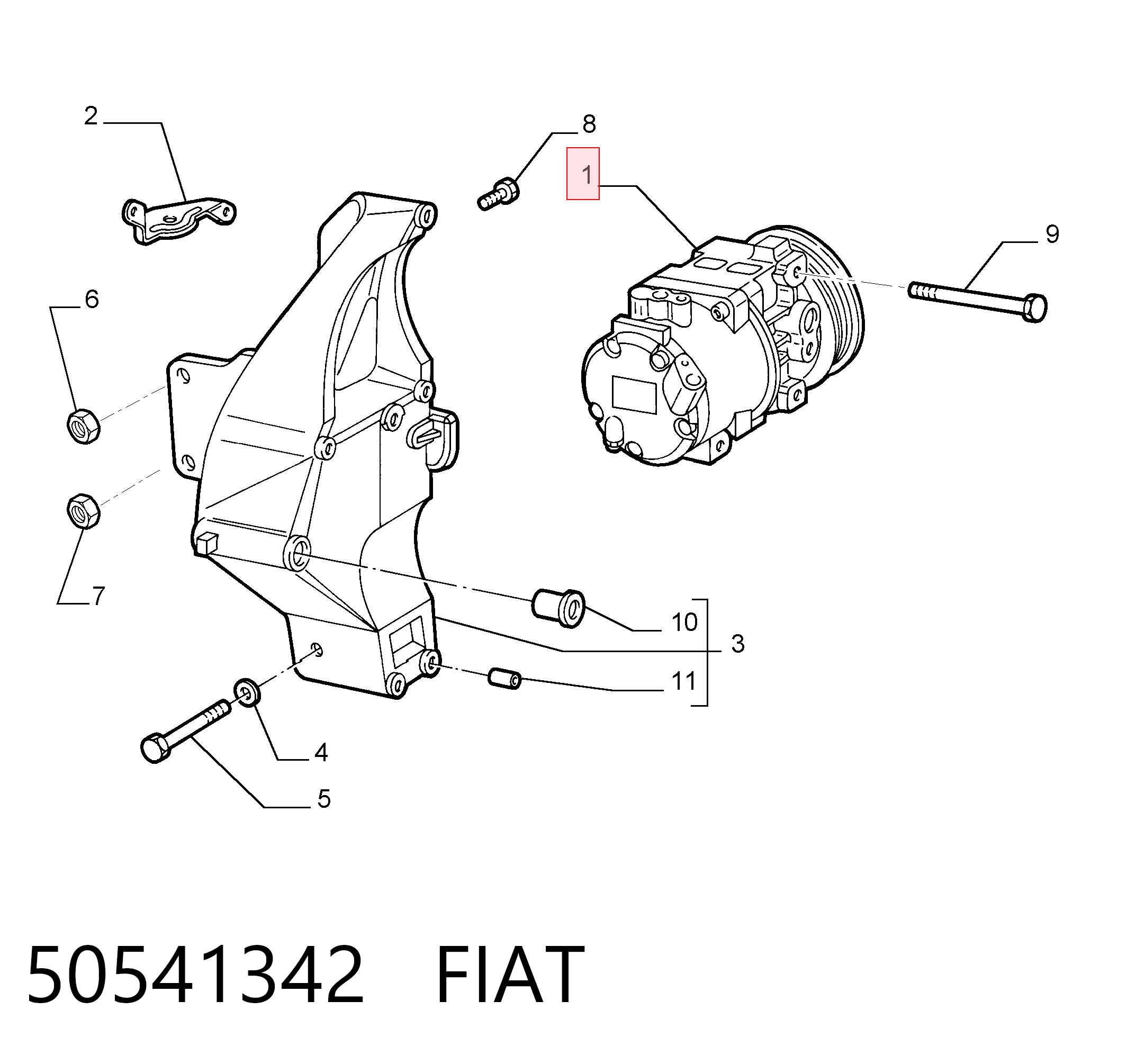 50541342 Fiat/Alfa/Lancia Compressor de aparelho de ar condicionado