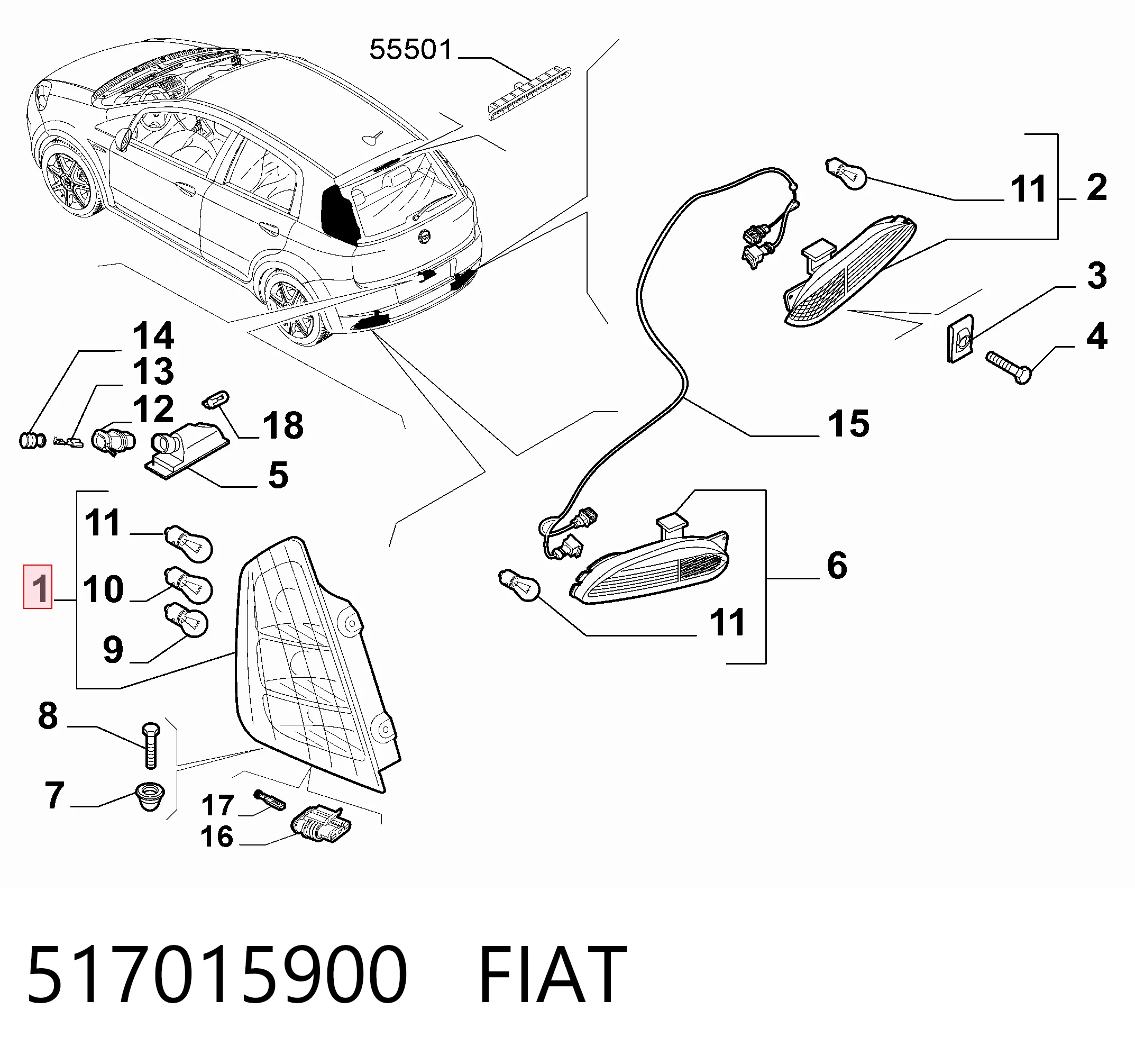 Compre Lanterna traseira direita Fiat Punto 
