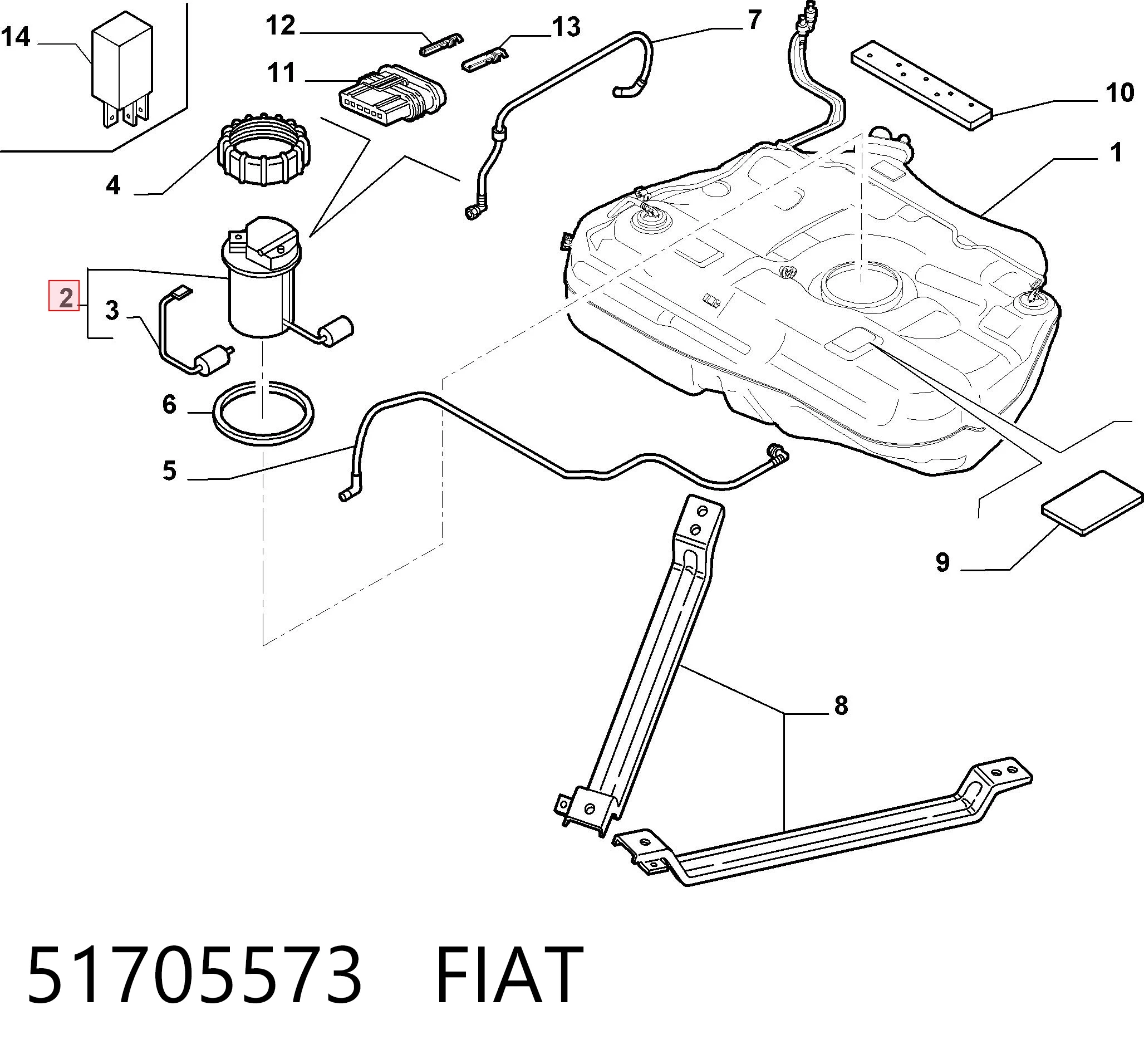 Módulo de bomba de combustível com sensor do nível de combustível para Fiat Bravo II 198