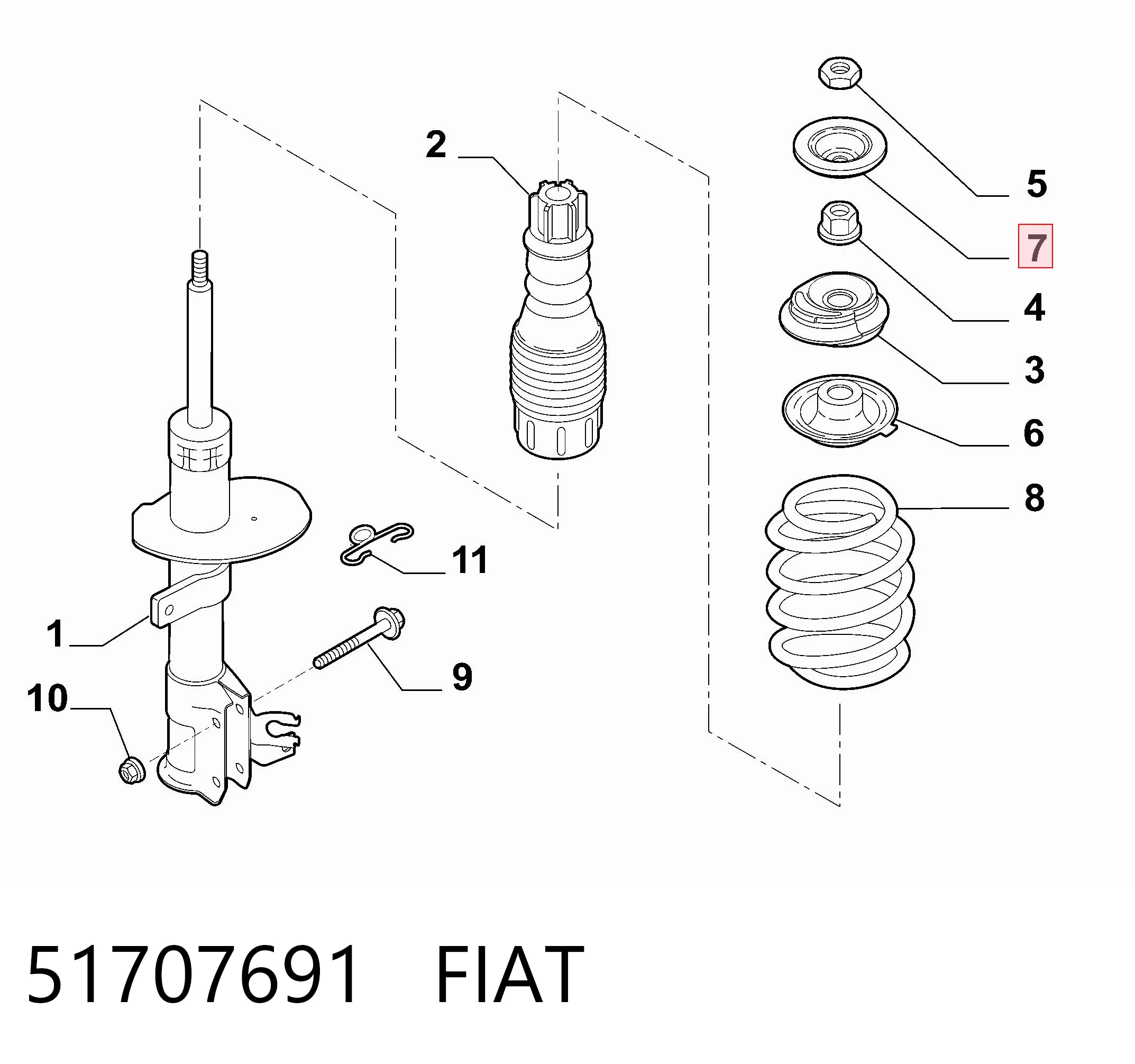 51707691 Fiat/Alfa/Lancia Copo de suporte superior de mola dianteira